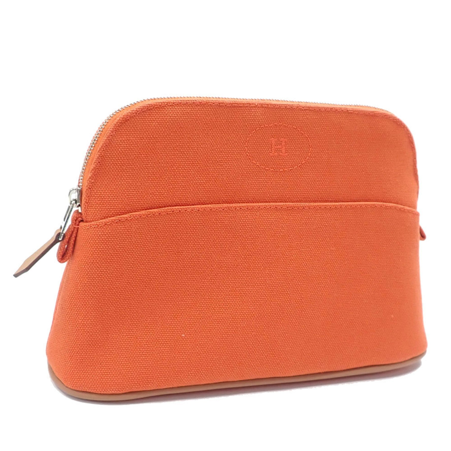 Hermès Bolide Mini Pouch for Women, Orange Feu Cotton Canvas, HERMES 20 H103773M