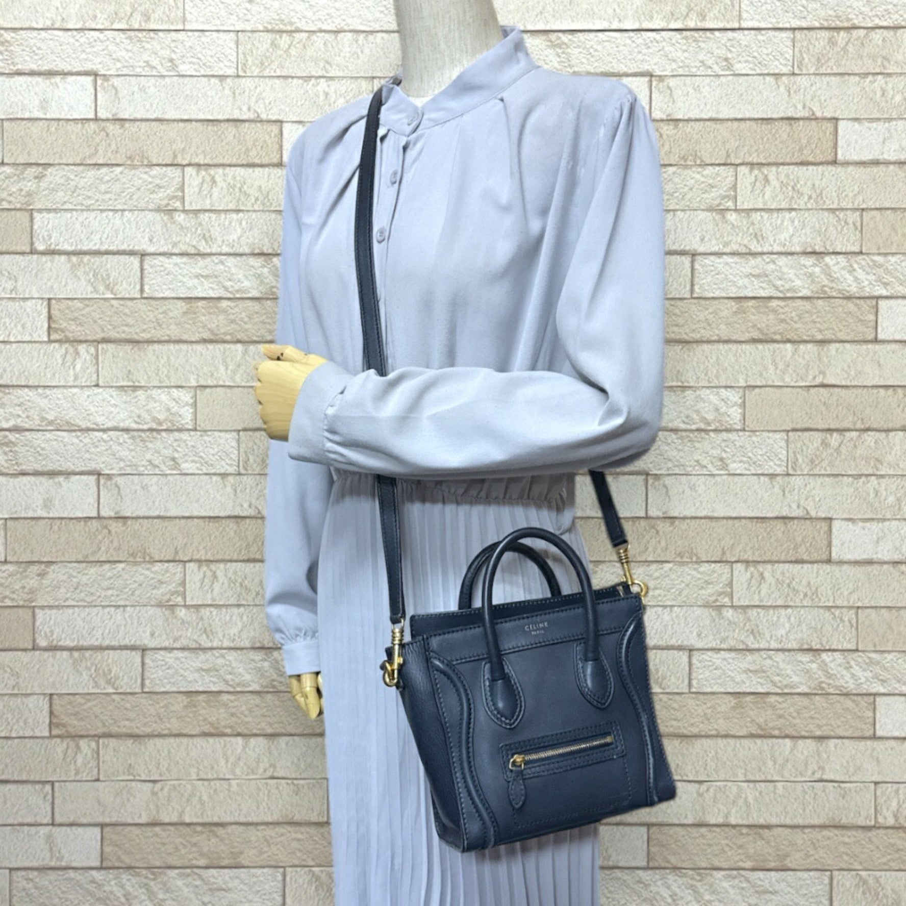 Celine Luggage Nano Shopper Shoulder Bag Leather