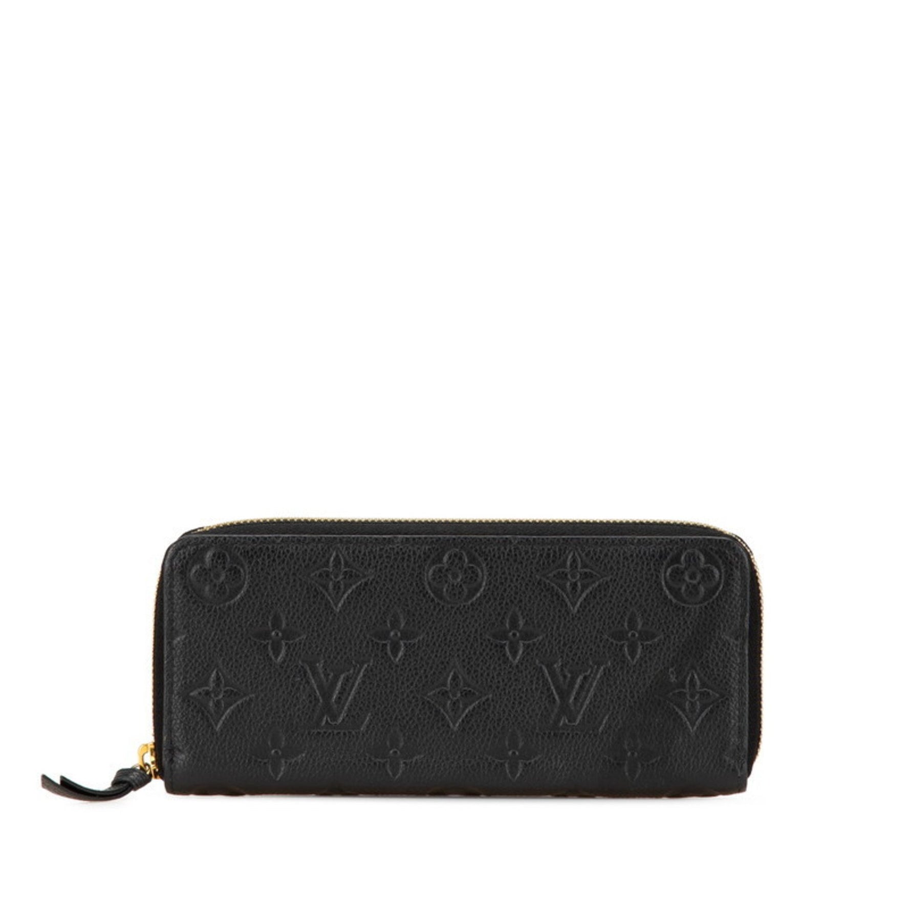 Louis Vuitton Monogram Empreinte Portefeuille Clemence Zippy Wallet, Round Zipper Long Wallet Noir Black Leather