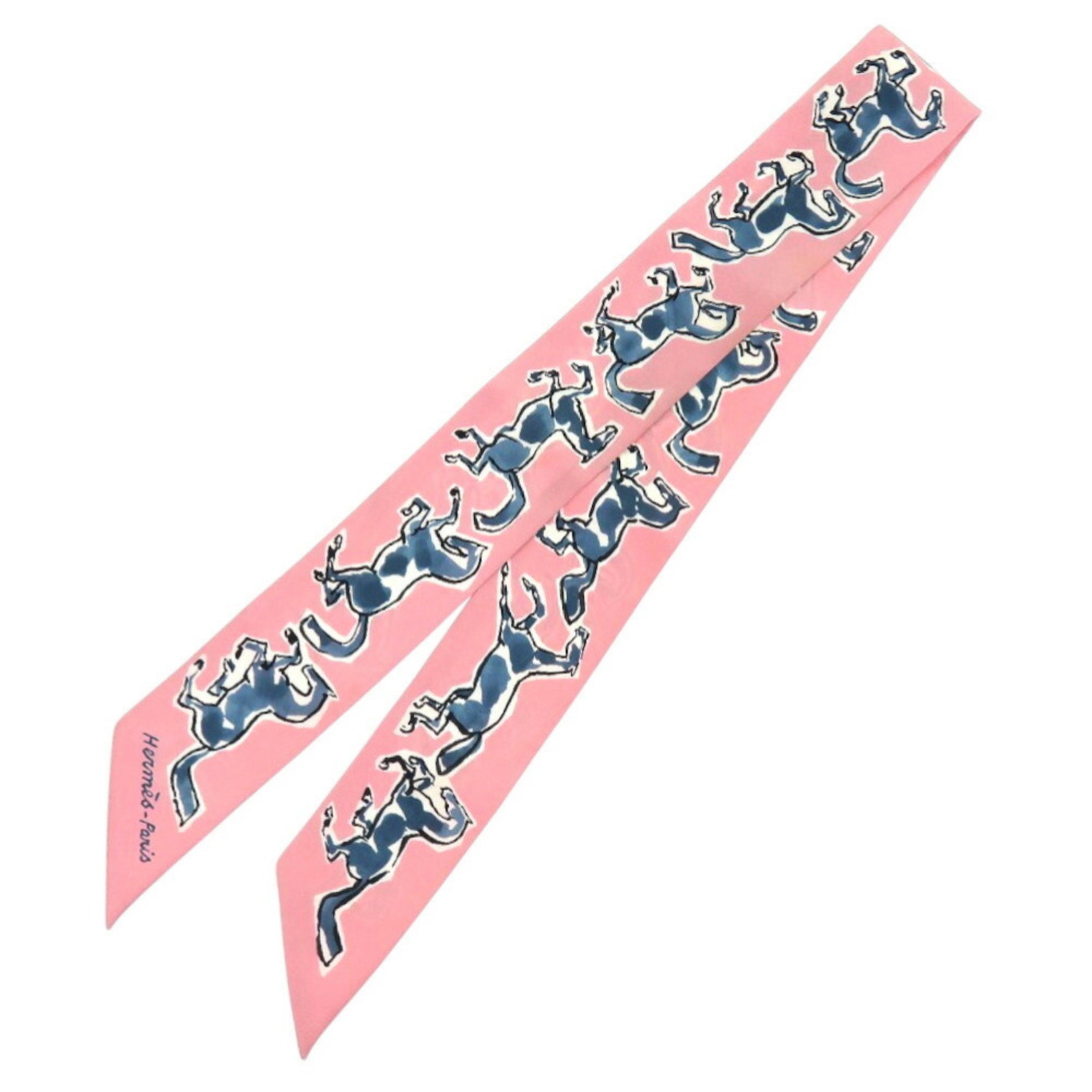 Hermès Twilly Chevaux en Liberte Silk Pink Scarf Muffler