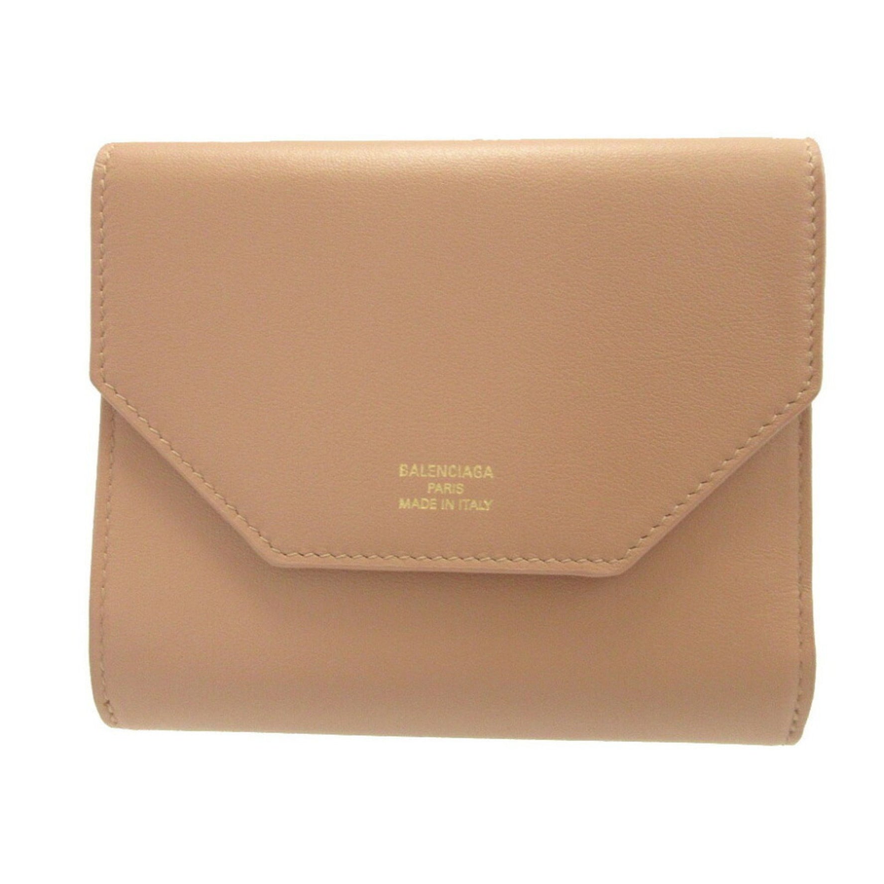 Unused Balenciaga ENVELOPE Leather Beige Compact Bifold Wallet 0331BALENCIAGA