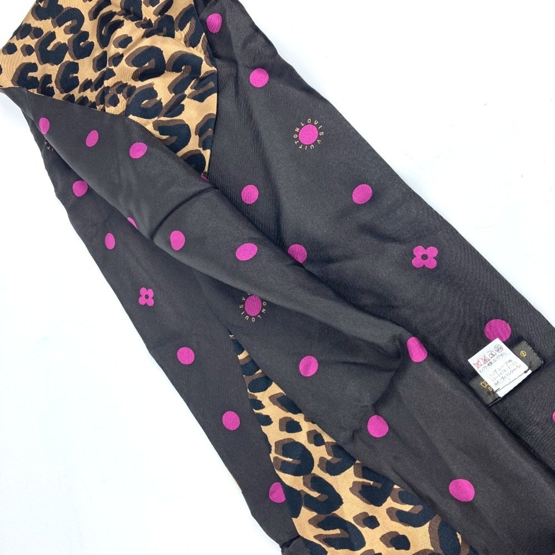 Louis Vuitton Leopard Logo Snood Print Scarf Silk Brown