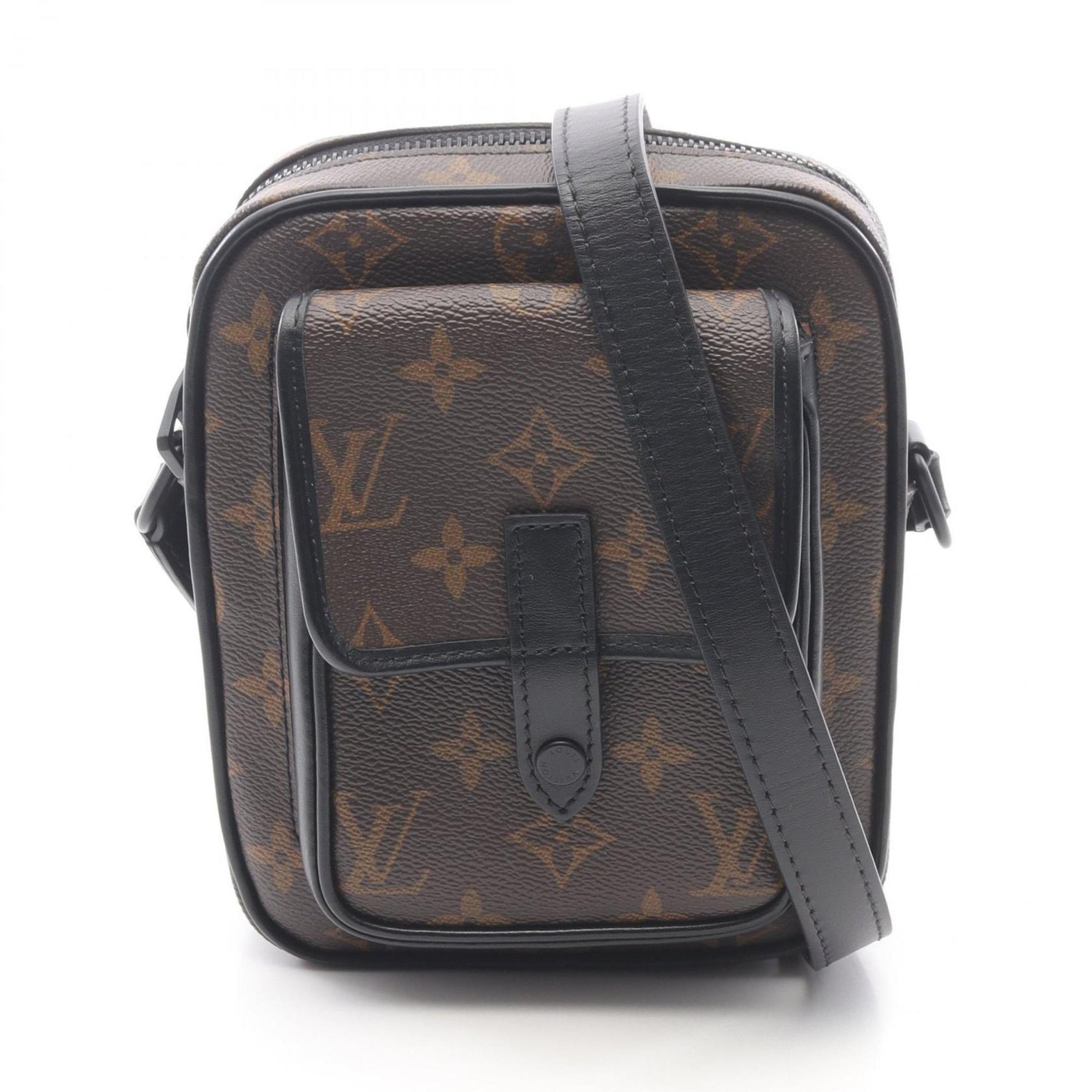 Louis Vuitton Christopher Wearable Wallet Monogram Macassar Shoulder Bag, Coated Canvas and Leather, Men's, Brown Black
