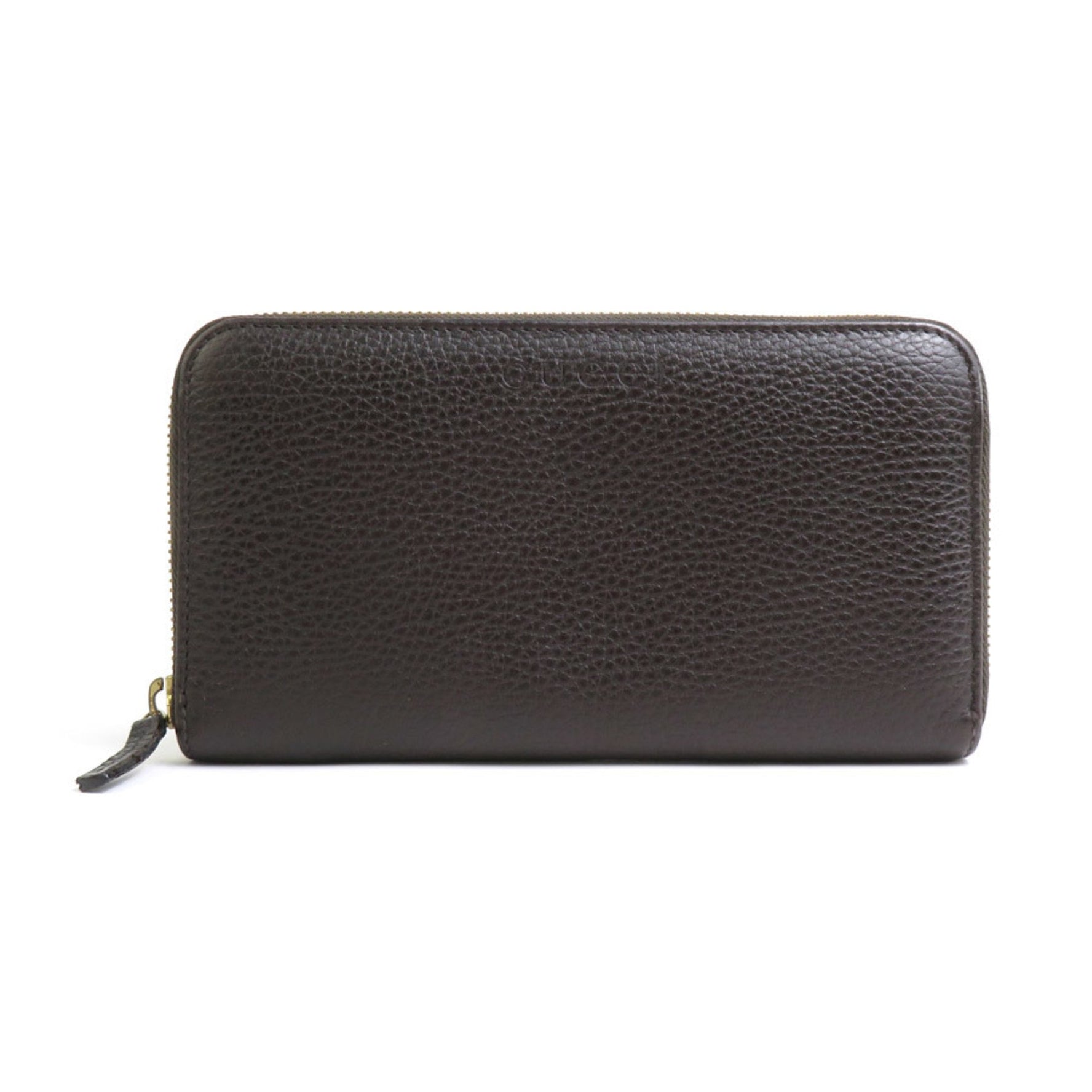 GUCCI Round Long Wallet Leather Dark Brown Gold Men's Women's e59499a