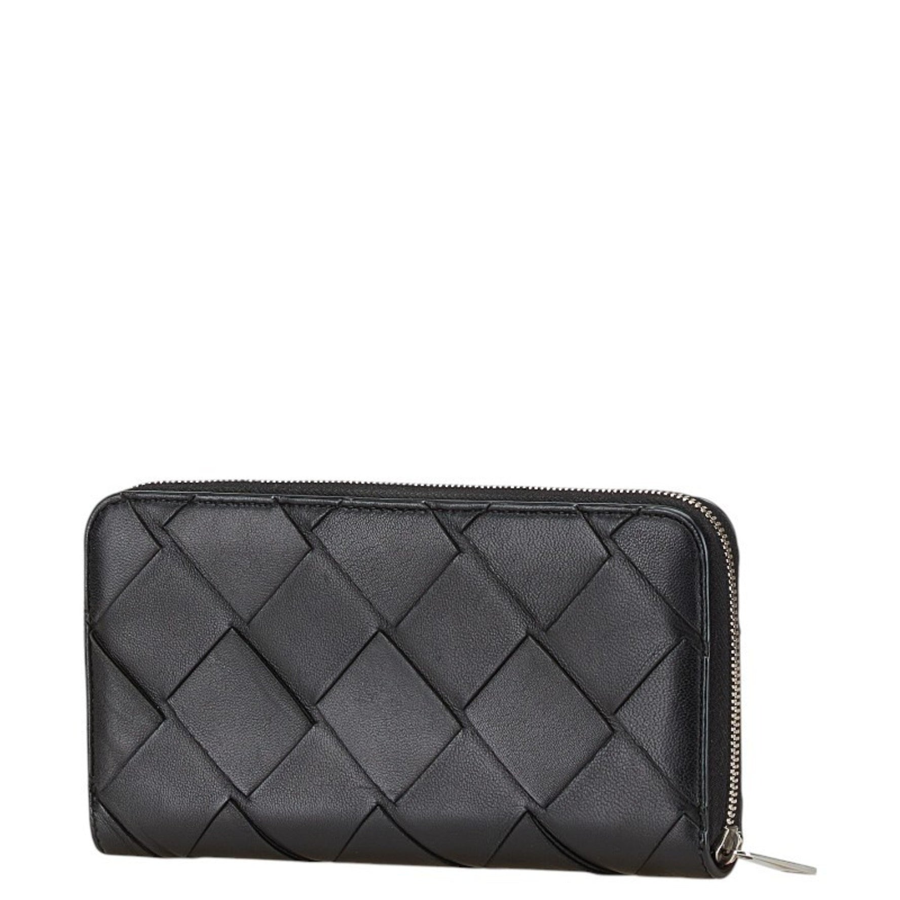 Bottega Veneta Maxi Intrecciato Long Wallet Round Zipper Leather BOTTEGAVENETA