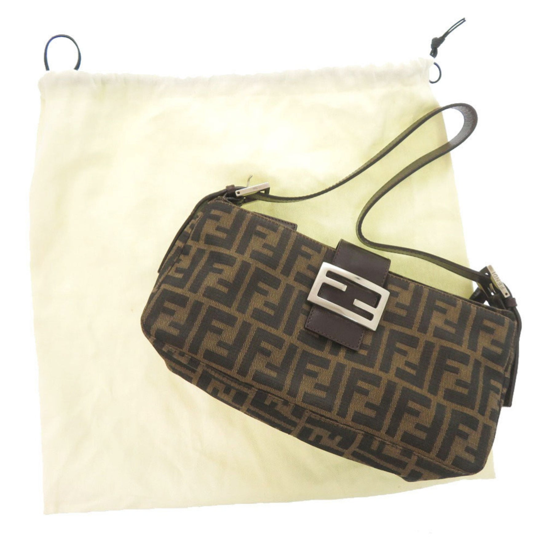 Fendi Zucca pattern canvas and leather shoulder bag, one-shoulder bag