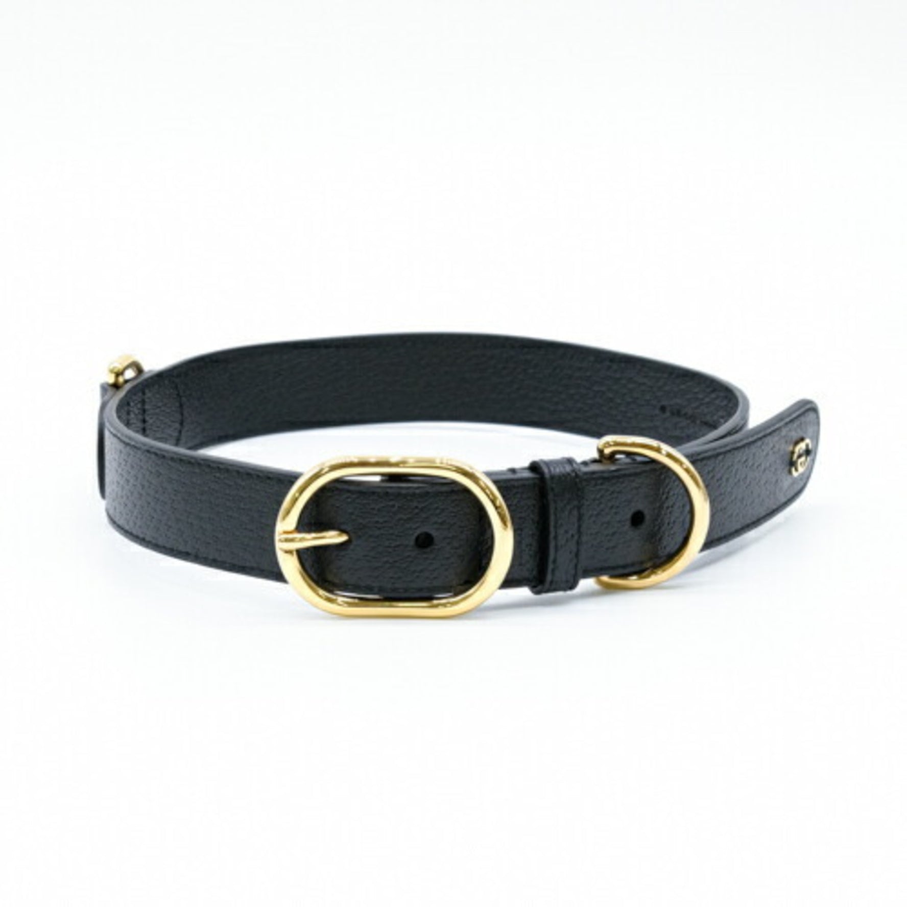 GUCCI Interlocking G Large Pet Dog Collar #L Leather Black