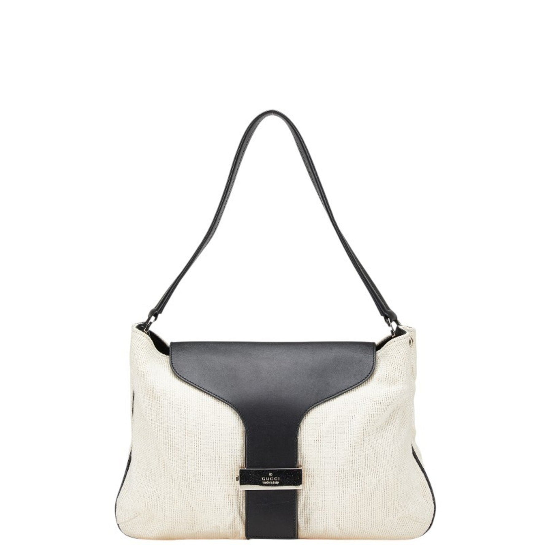 Gucci One-Shoulder Bag Handbag 001 4035 001553 Ivory Black Canvas Leather