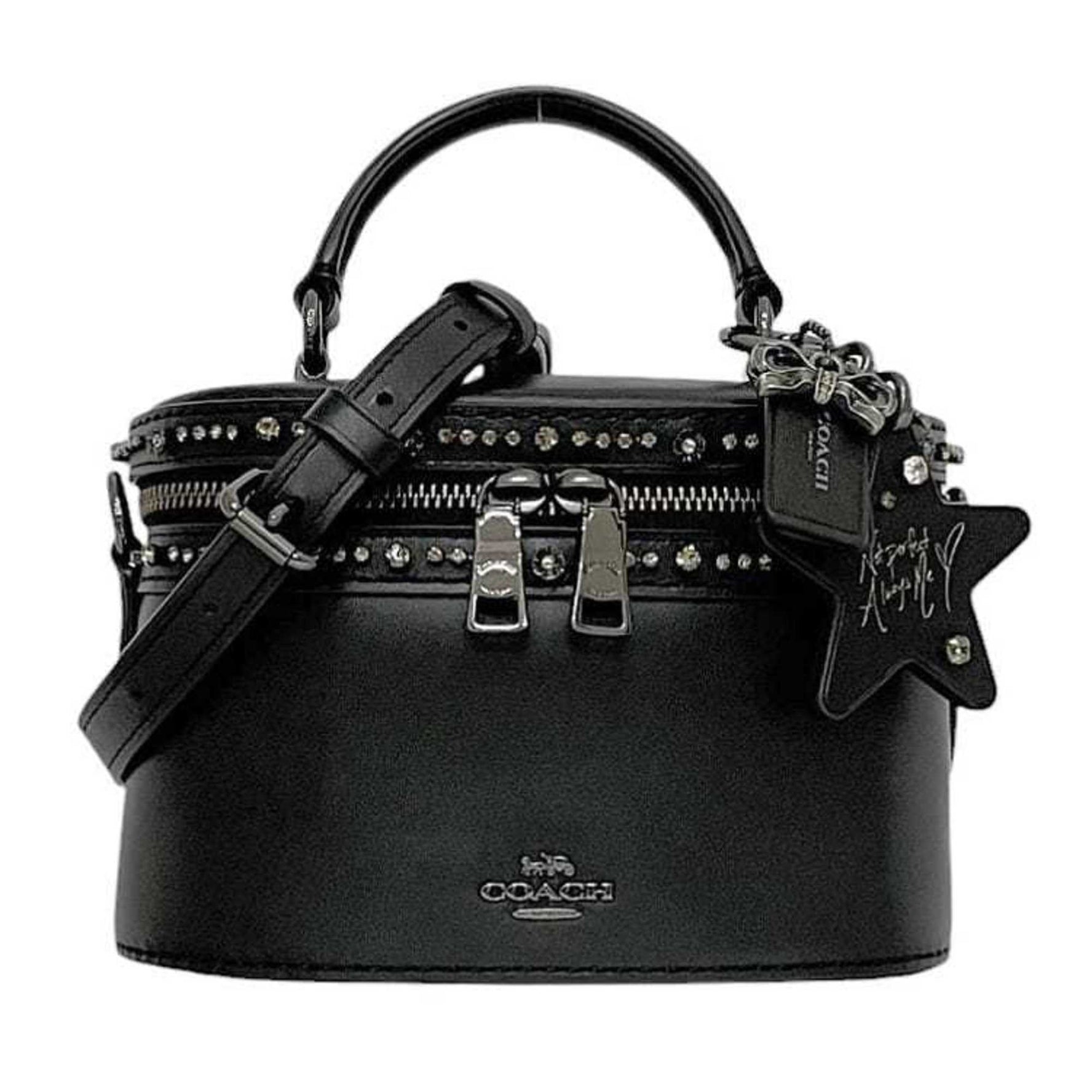 Coach Vanity Bag Selena Gomez Leather Rhinestone Handbag Collaboration Crossbody Bucket
