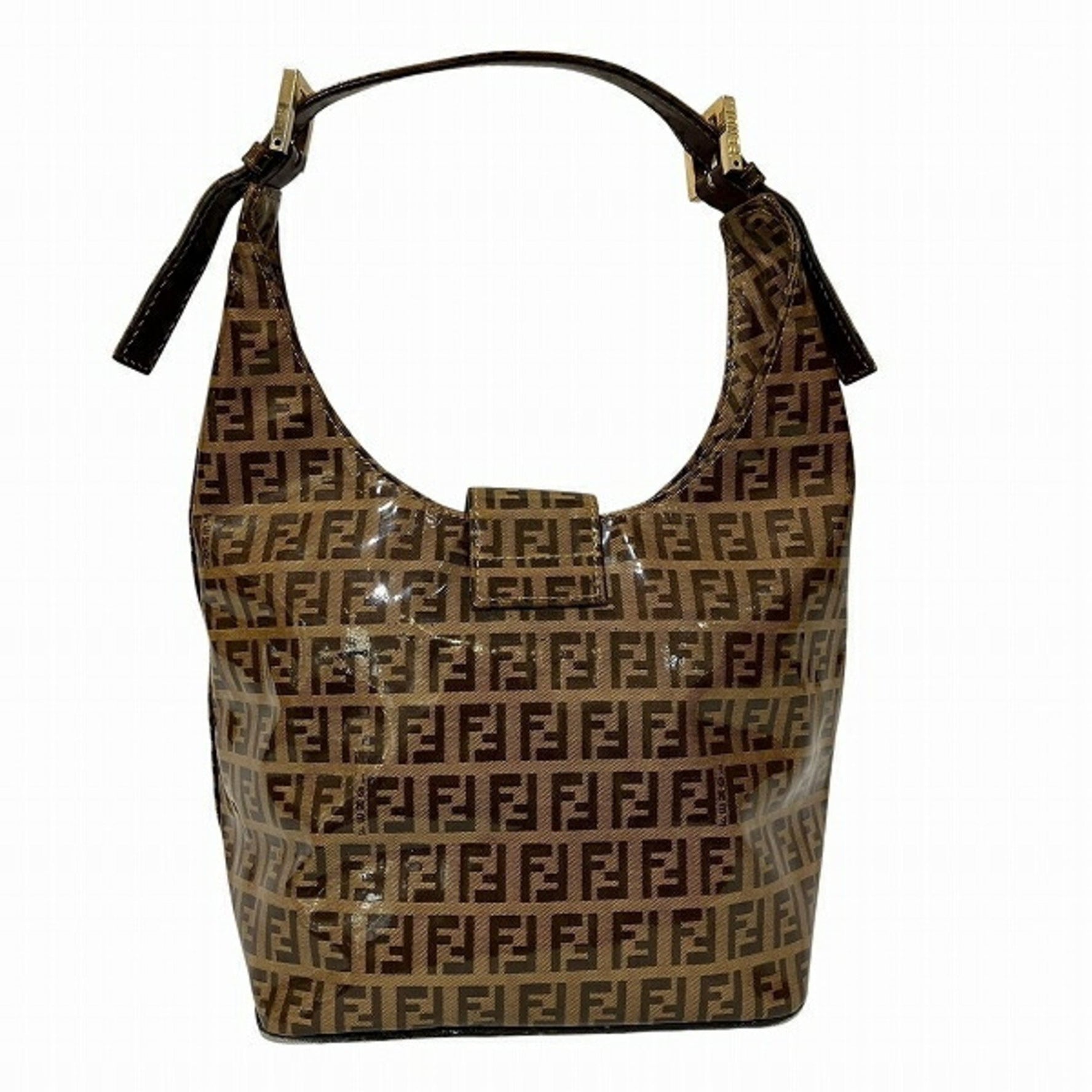 Fendi Zucchino enamel and leather handbag tote bag for women