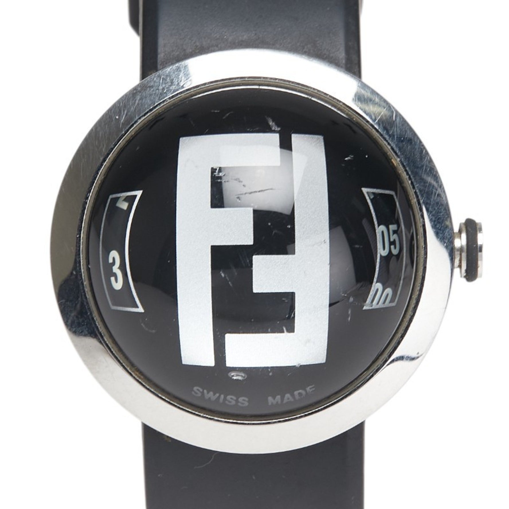 Fendi Bousra Watch Quartz Movement Dial Stainless Steel Rubber