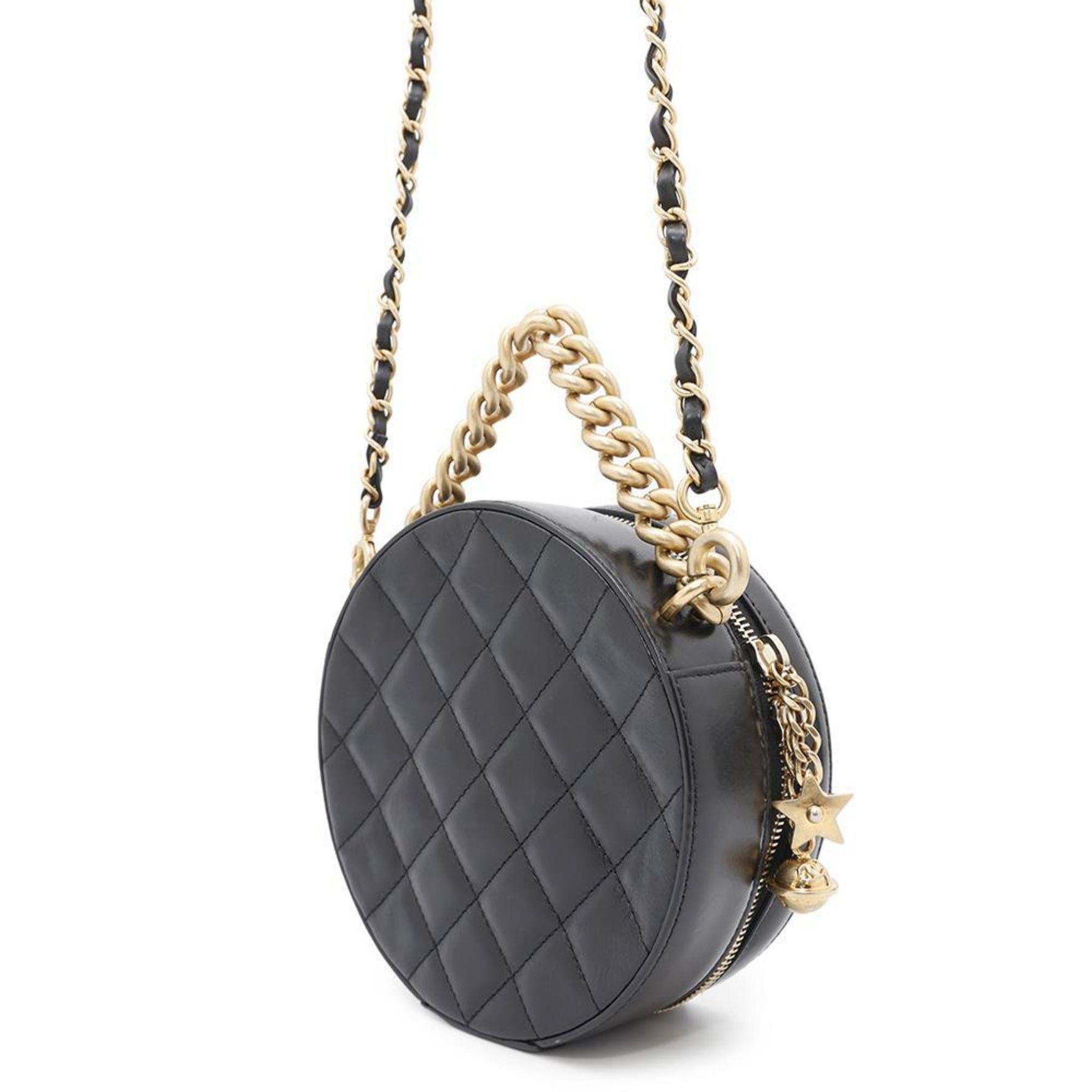 Chanel Chain Shoulder Bag Round Leather