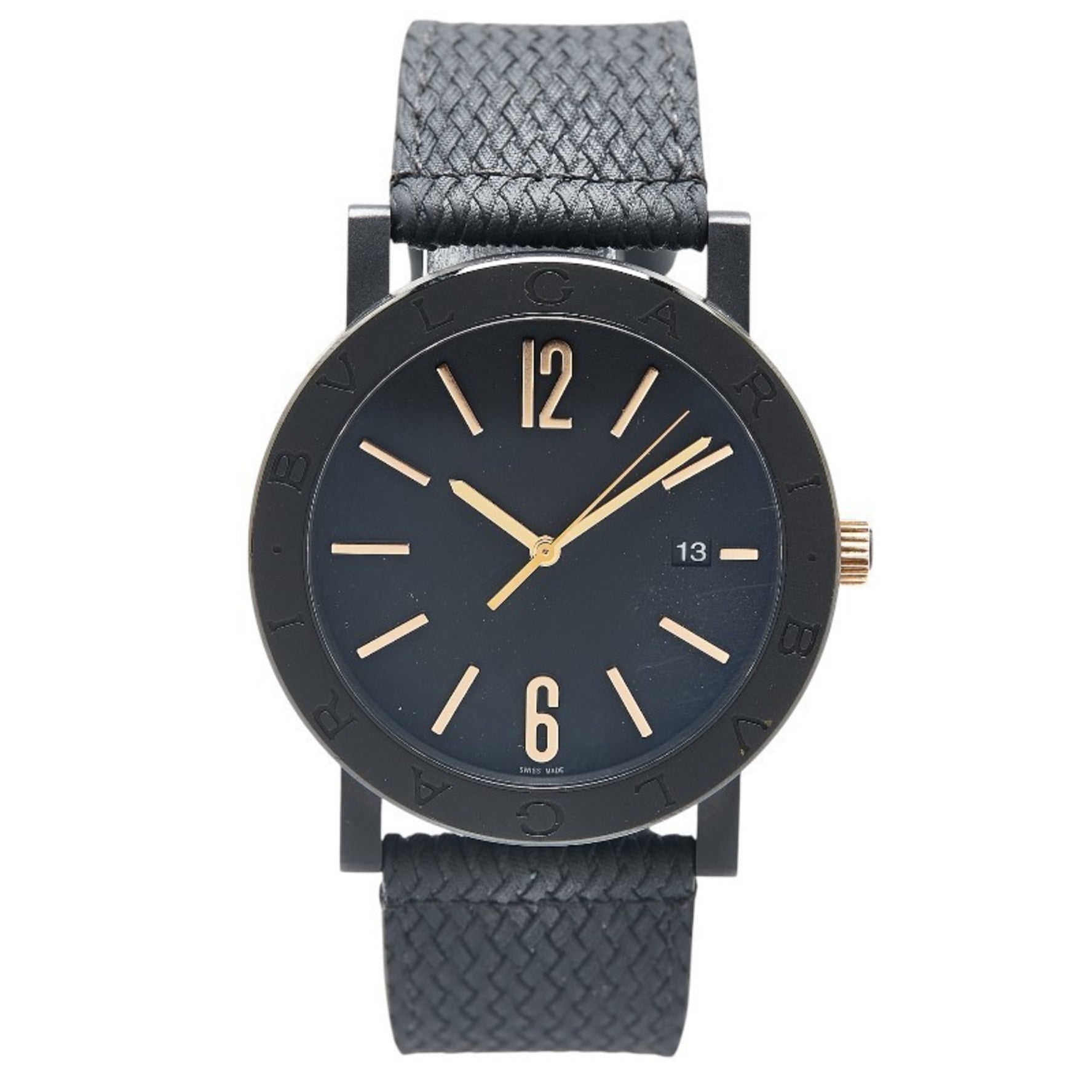 BVLGARI Watch BB41S Automatic Black Dial Stainless Steel Rubber Men's