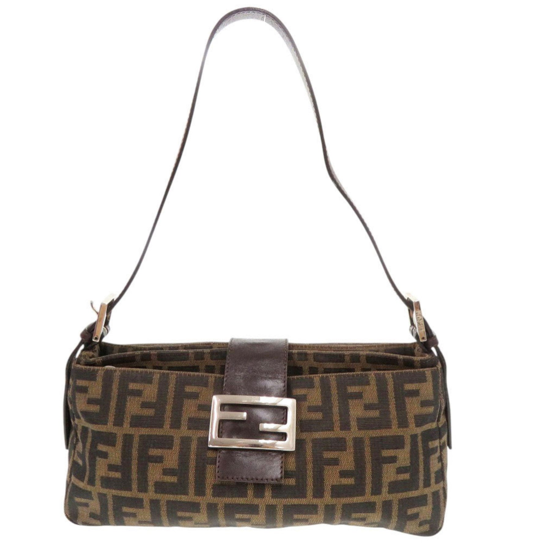 Fendi Zucca pattern canvas and leather shoulder bag, one-shoulder bag