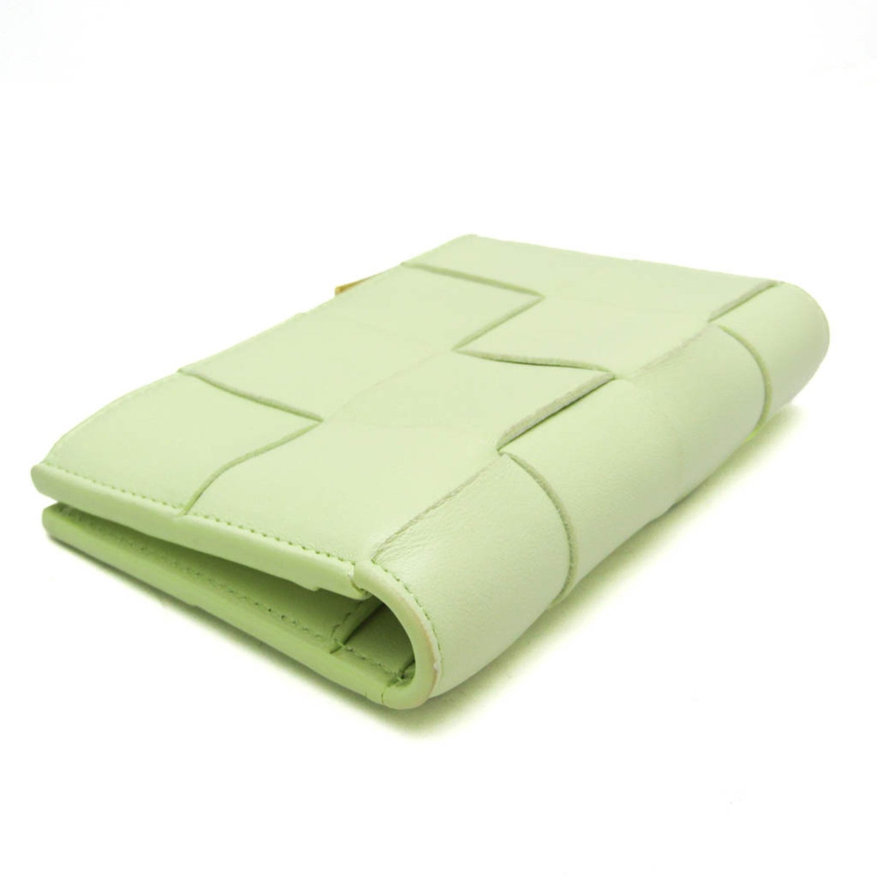 Bottega Veneta CASSETTE Medium Maxi Intrecciato Lambskin Middle Wallet (bi-fold) Lime Yellow