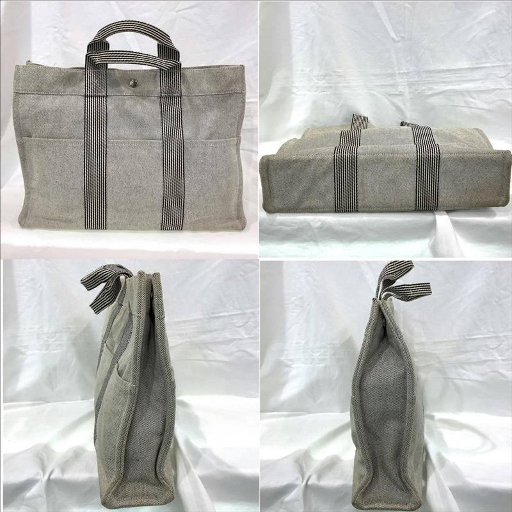 Hermes Hermès New Foule Tote MM Bag, Canvas with Discoloration and Staining