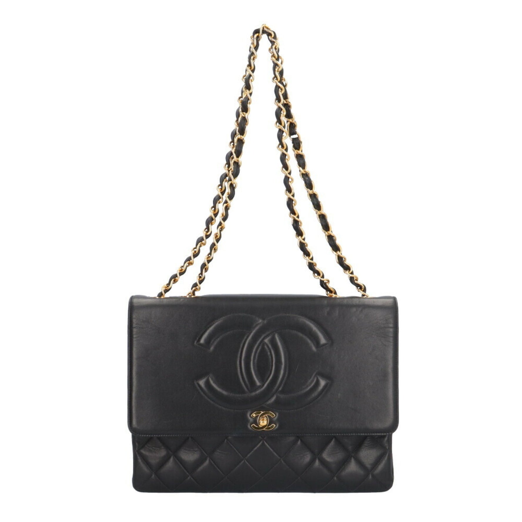 Chanel Deca Matelasse 34 Coco Mark Shoulder Bag Lambskin W Chain