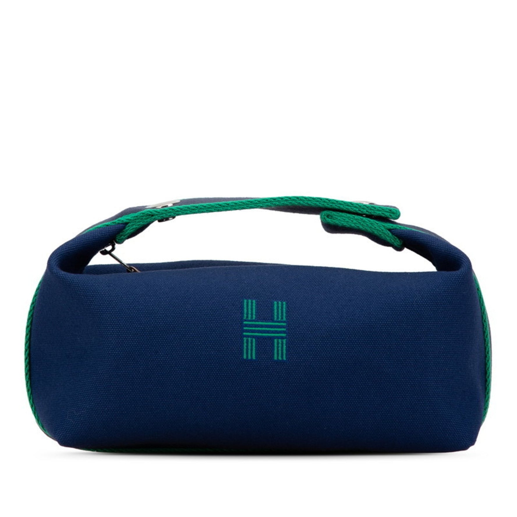 Hermes BRIDE A BLACK PM Pouch Handbag Blue Marine Navy Toile H Women's HERMES