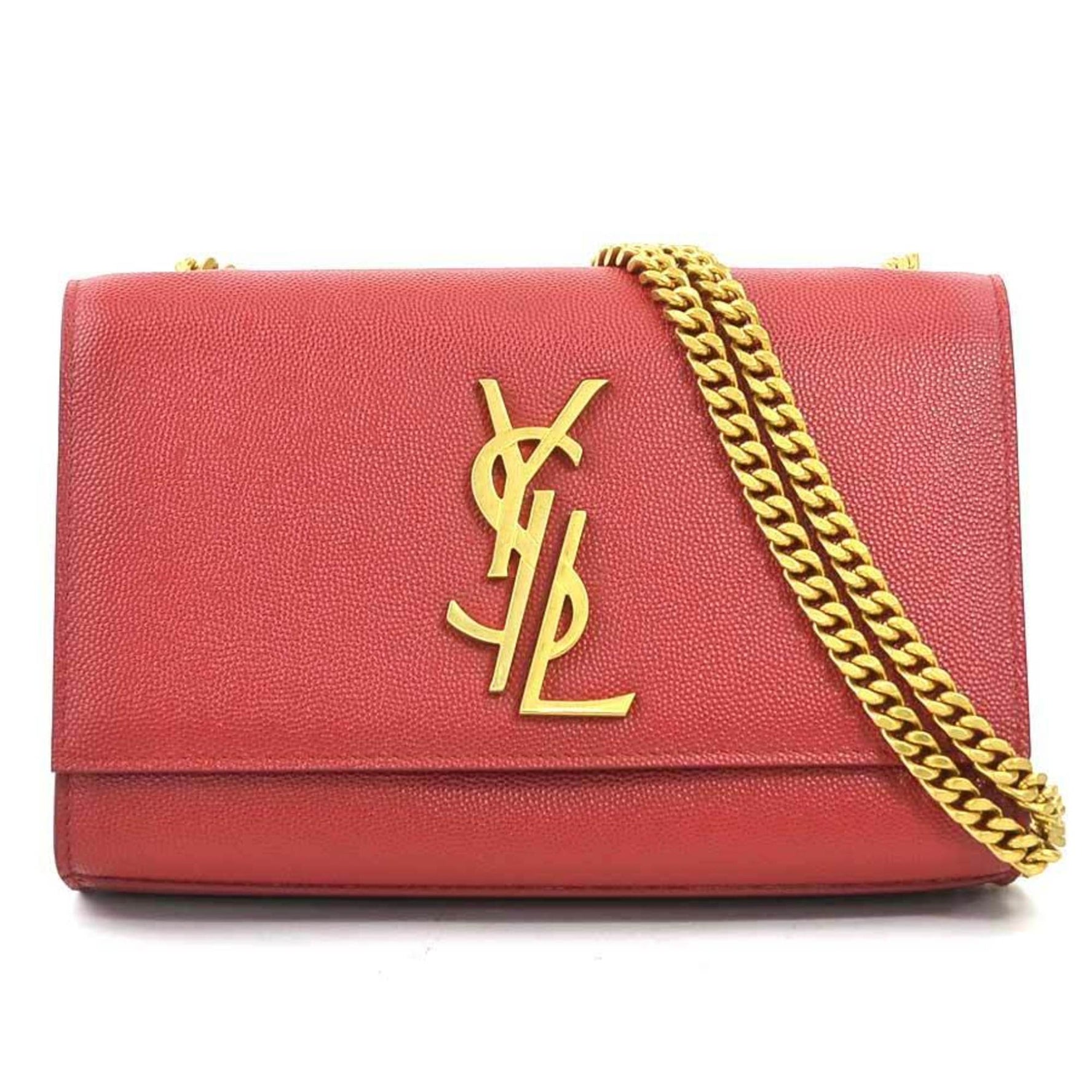 Saint Laurent SAINT LAURENT Shoulder Bag Leather Metal Red Women's w0980a