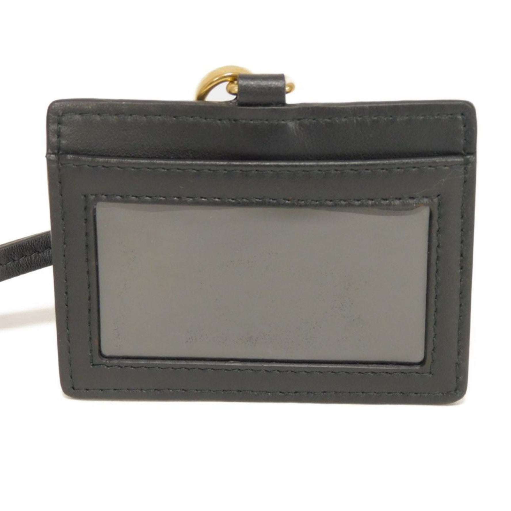 Miu Miu Miu Card Case, Holder, Calfskin, Pass Neck Strap, RFID, Metal, Nero