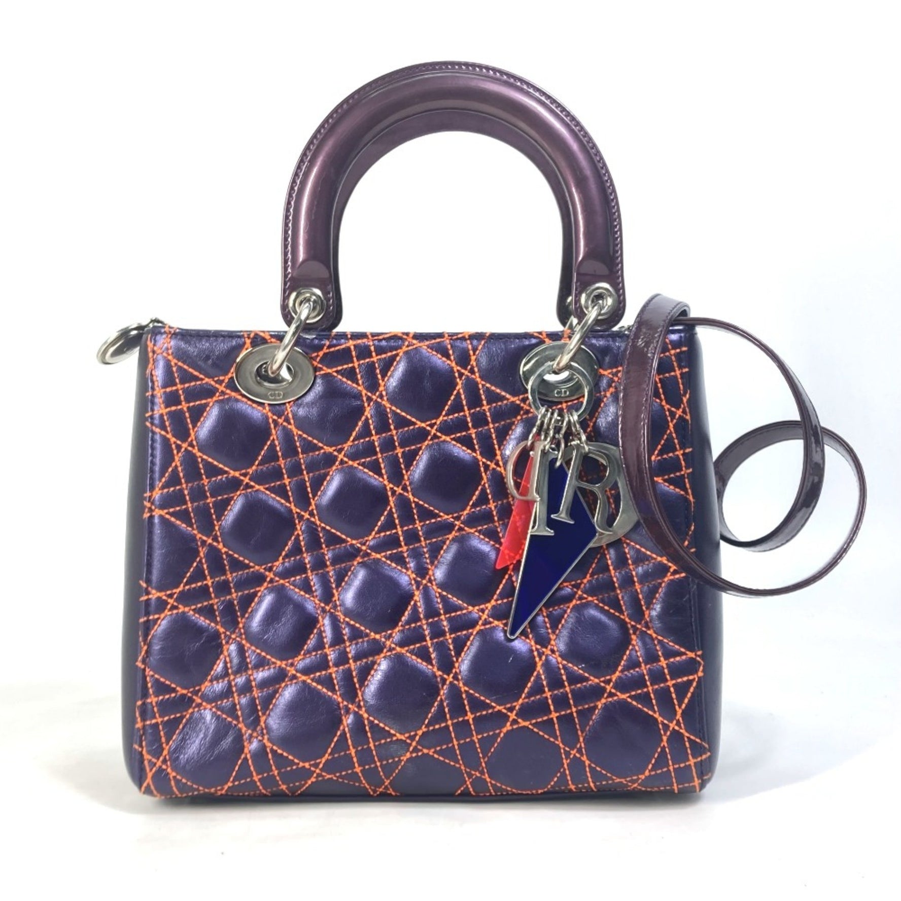 Christian Dior Cannage Quilted bag Crossbody Hand Bag Orange