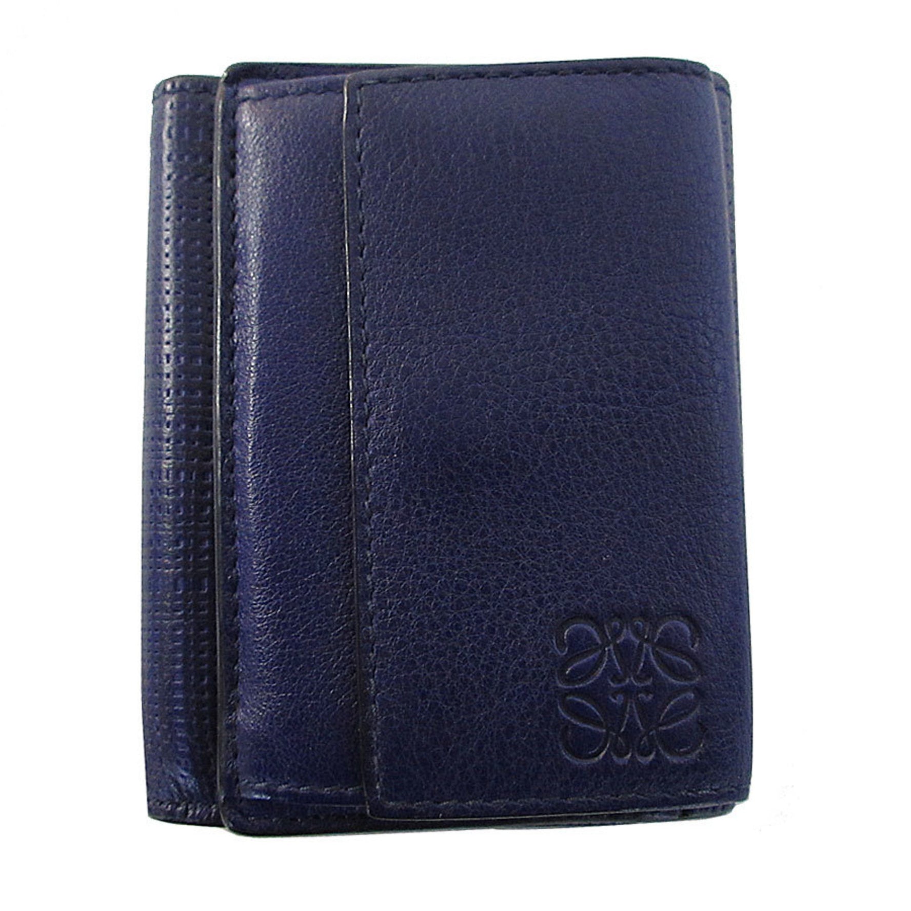 LOEWE Tri-fold wallet Compact Anagram Leather Navy blue