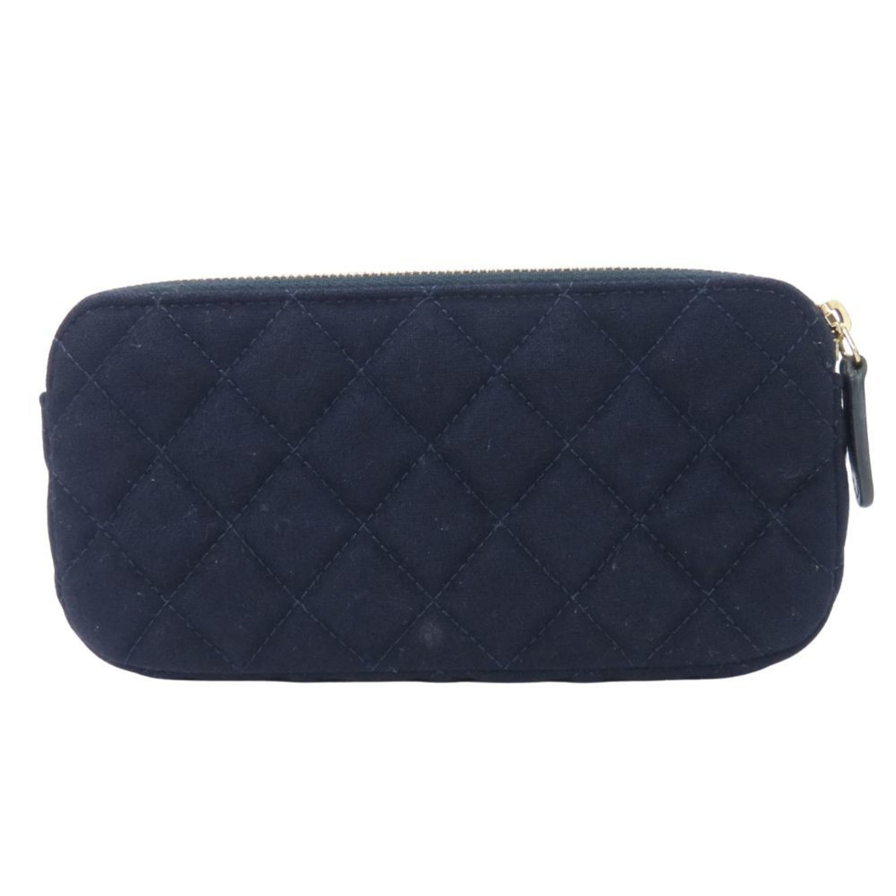 Chanel Shoulder Bag Marine Cotton Leather Pochette Chain