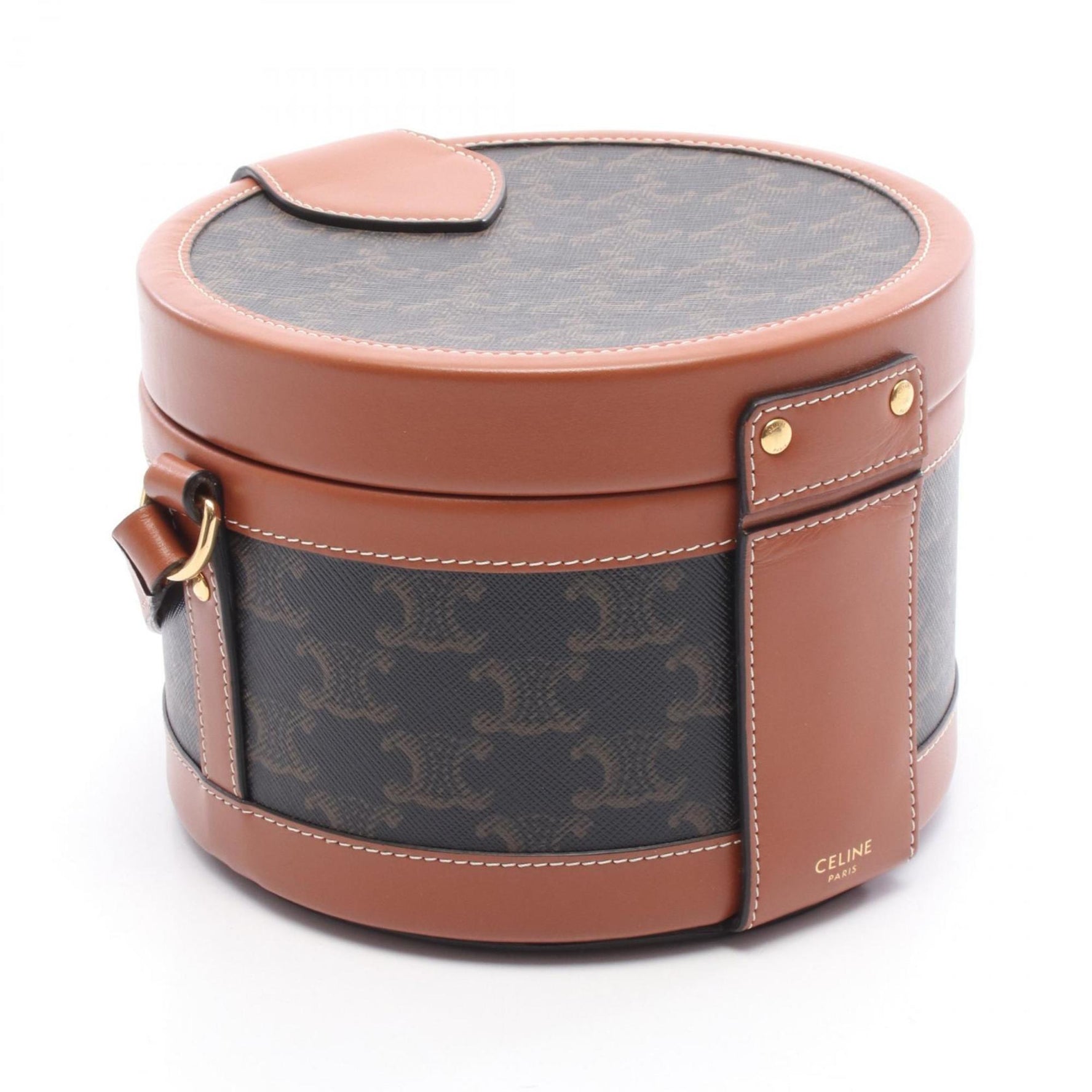 Celine Tambour Medium Triomphe Shoulder Bag in PVC-Coated Canvas and Leather