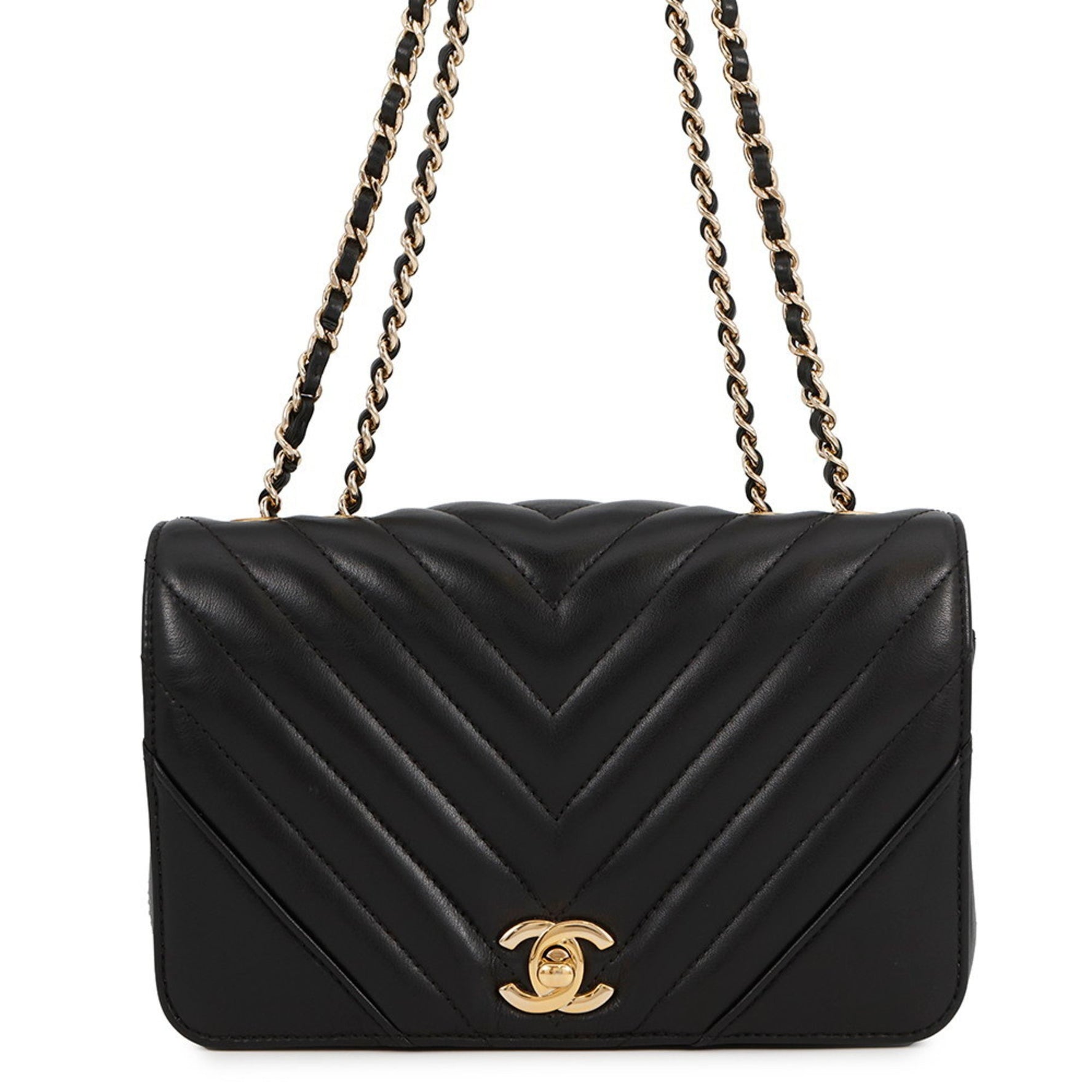 Chanel Chain Shoulder Bag, V-Stitch Chevron Lambskin