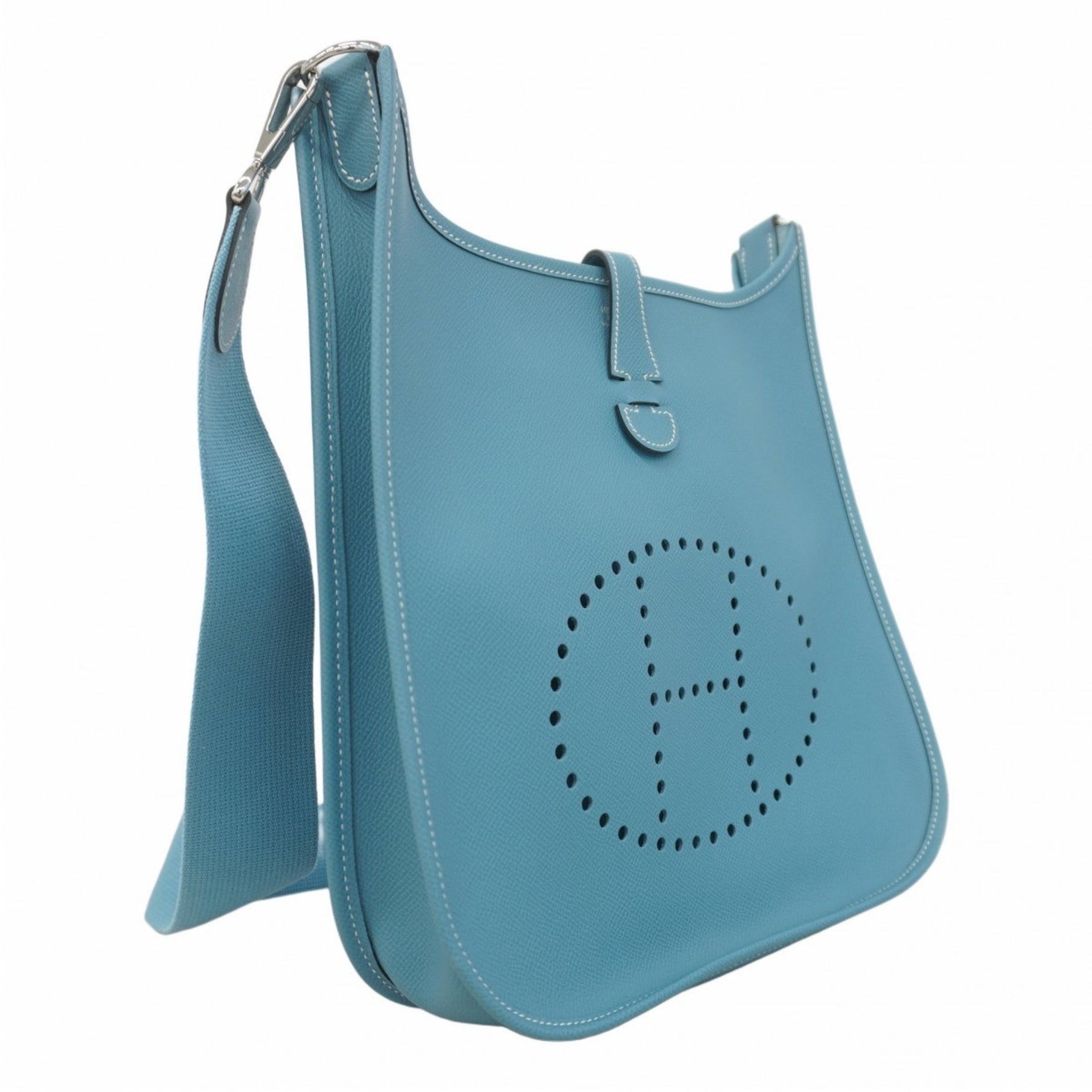 Hermes Hermès Evelyn 1PM Shoulder Bag, Epsom Leather, Blue Jean, J Stamp, Women's, P1069047