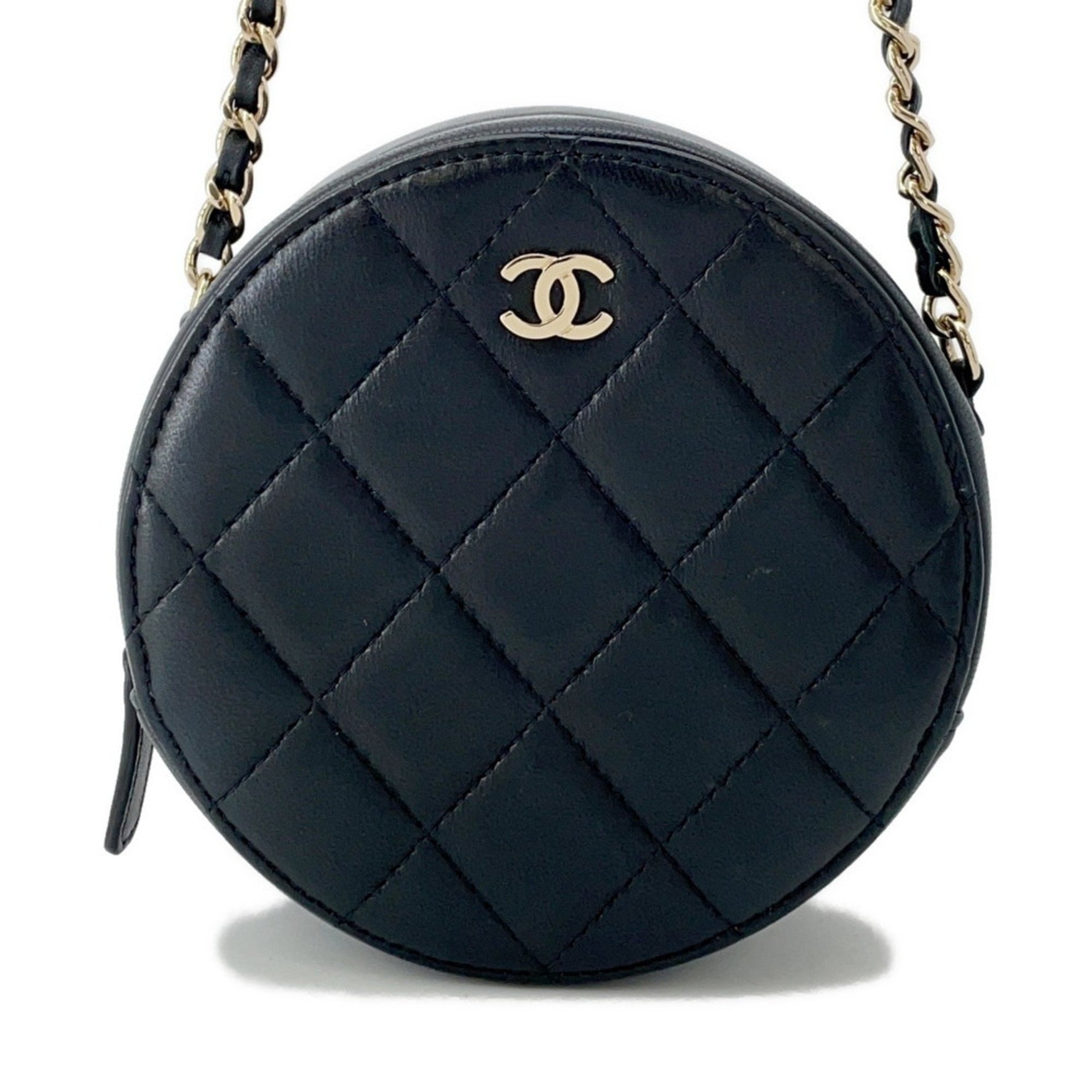 CHANEL Chain Shoulder Bag Classic Matelasse Coco Mark Round Lambskin