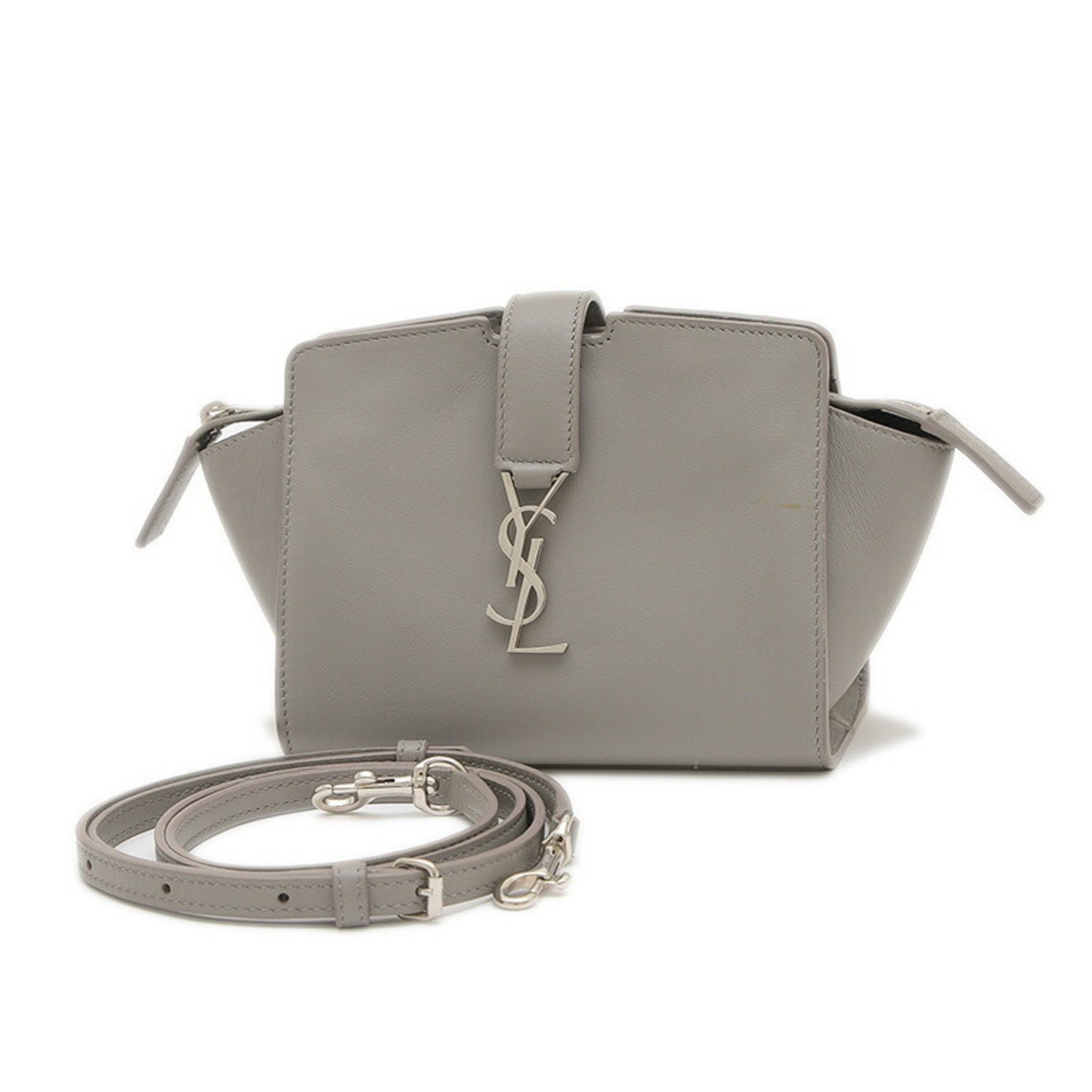 Saint Laurent Toy Cabas Shoulder Bag Leather Grey BJ50N 2825