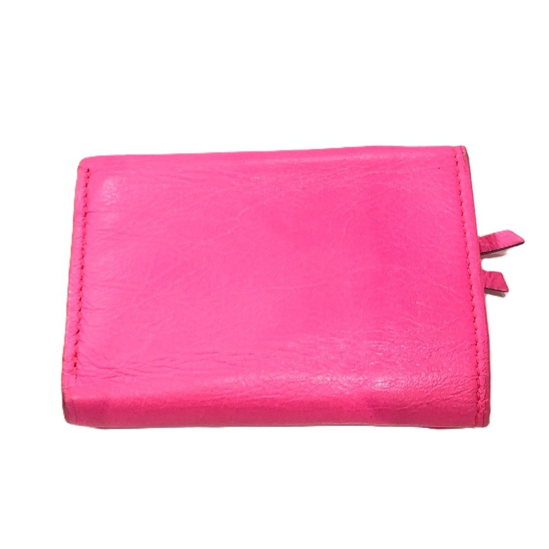 BALENCIAGA Classic Compact Wallet Tri-fold Leather Women's Pink