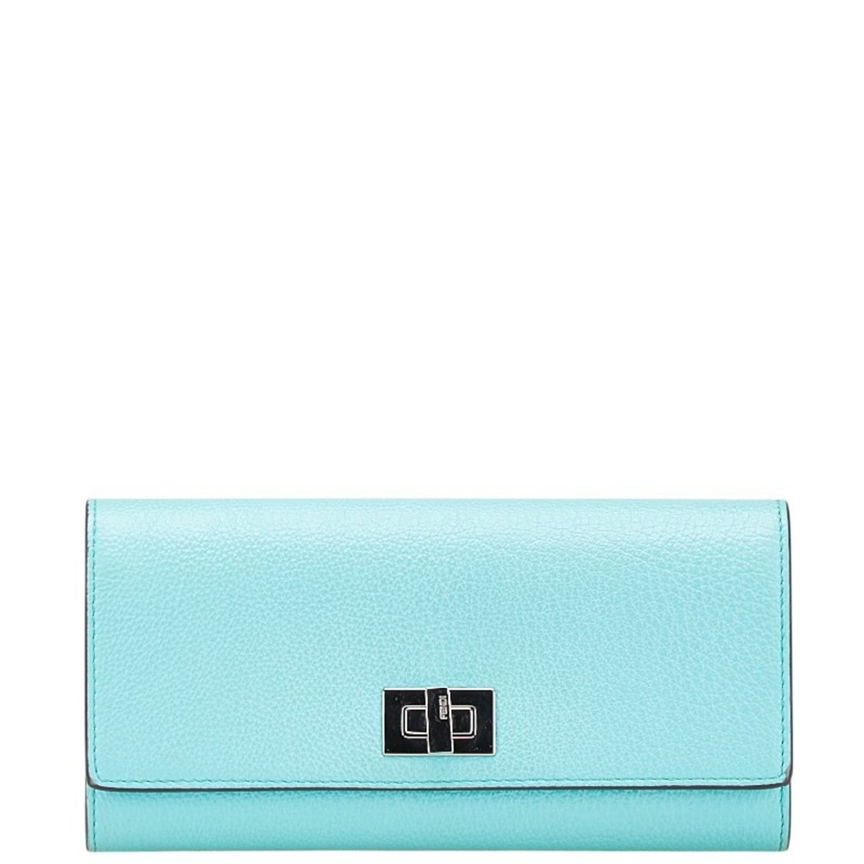 Fendi Peekaboo Long Wallet Light Blue Leather