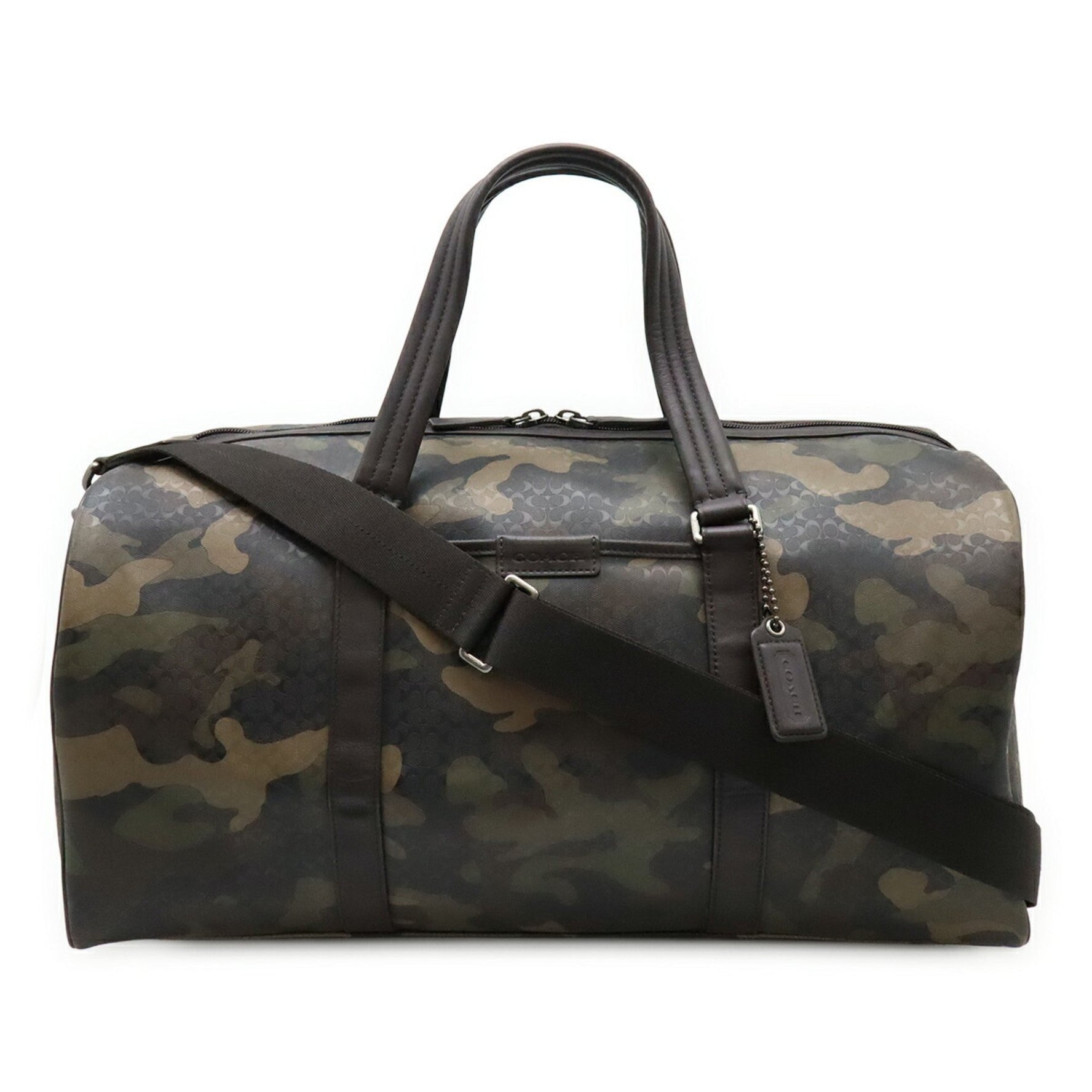 COACH Mini Signature Boston Bag/Shoulder Bag in Camouflage PVC, Green Multicolor