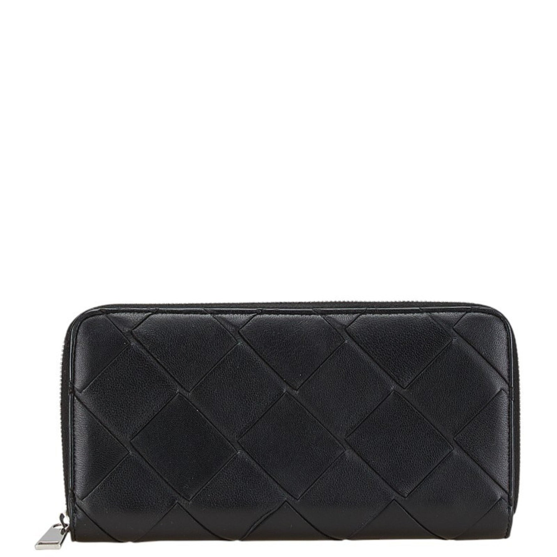 Bottega Veneta Maxi Intrecciato Long Wallet Round Zipper Leather BOTTEGAVENETA