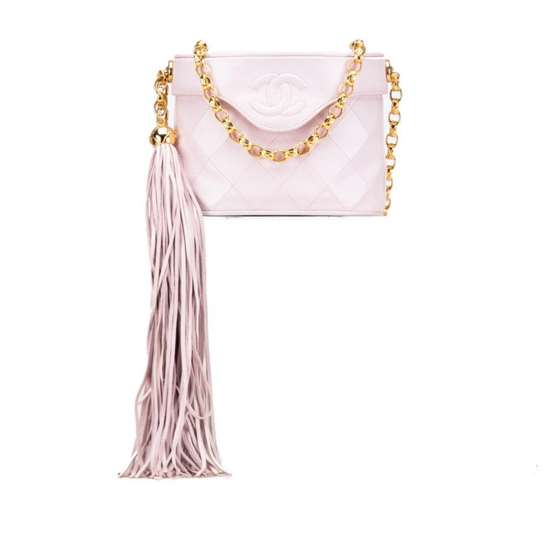 CHANEL Matelasse Coco Mark Fringe Chain Shoulder Bag Lambskin
