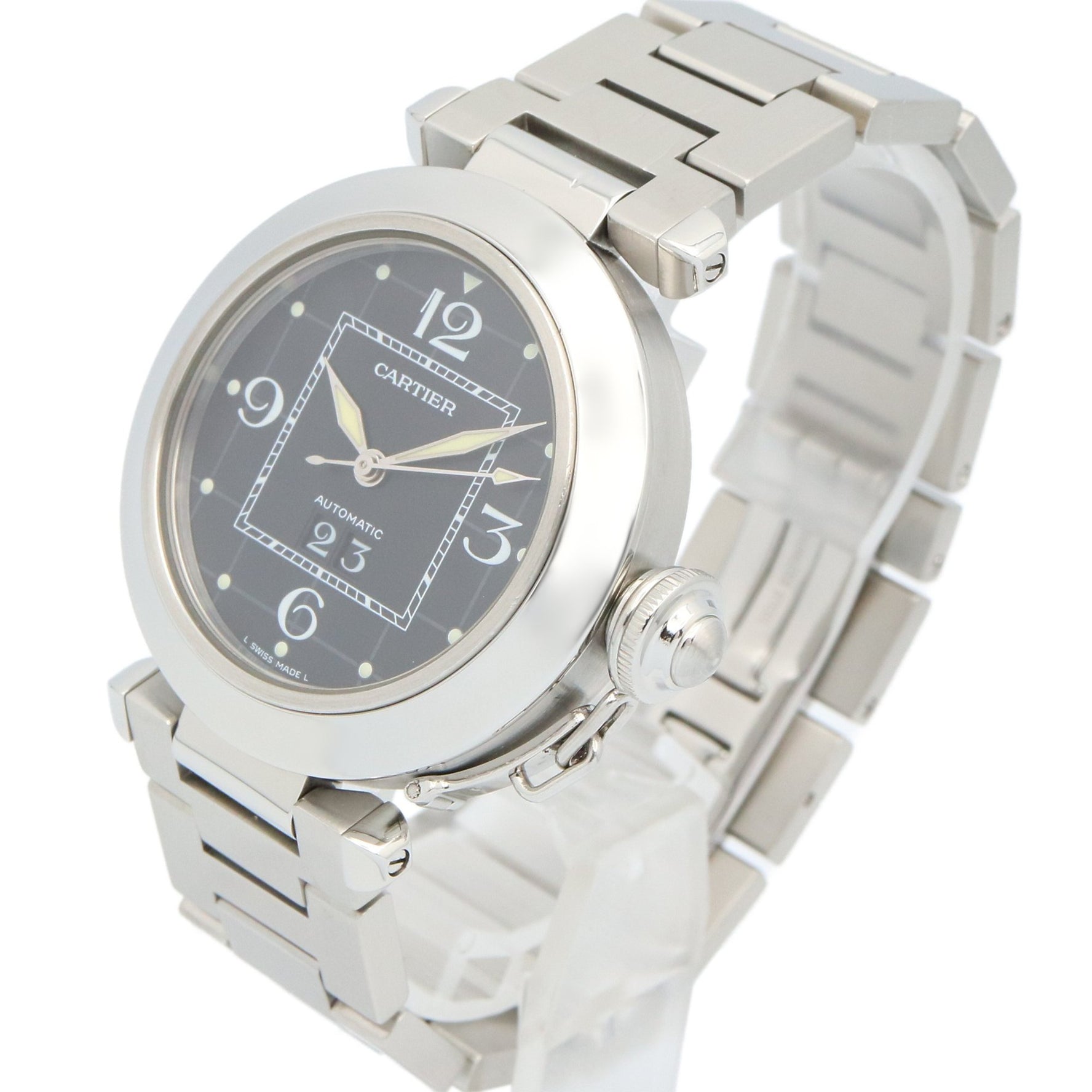 Cartier Pasha C Big Date Watch, Stainless Steel, Black