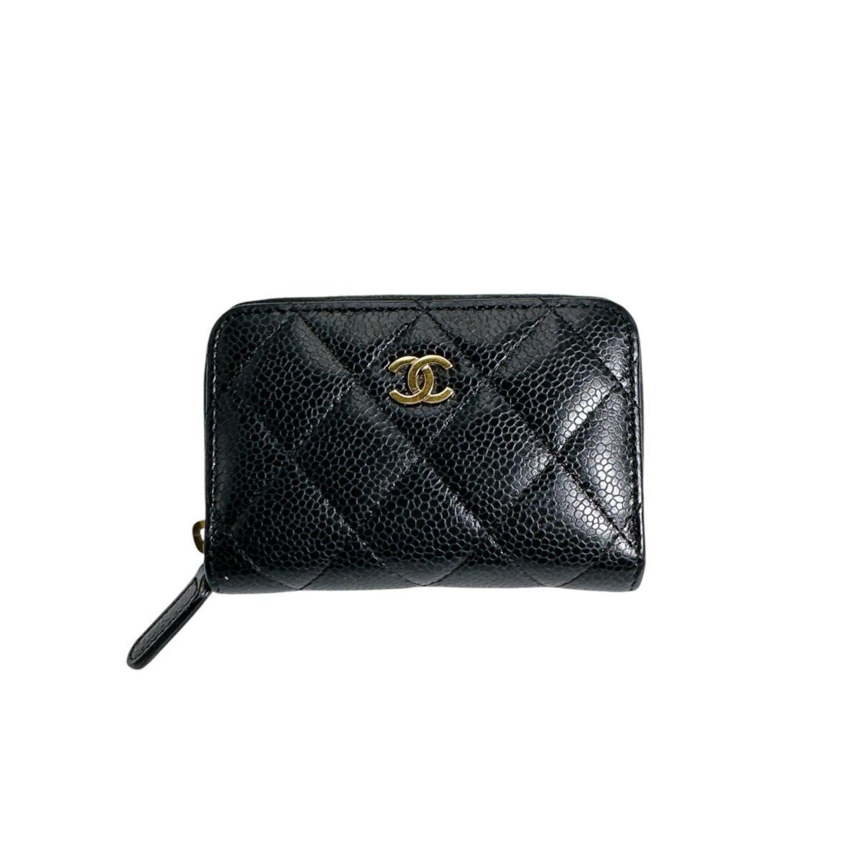 CHANEL Wallet/Coin Case Matelasse Matte Caviar Leather