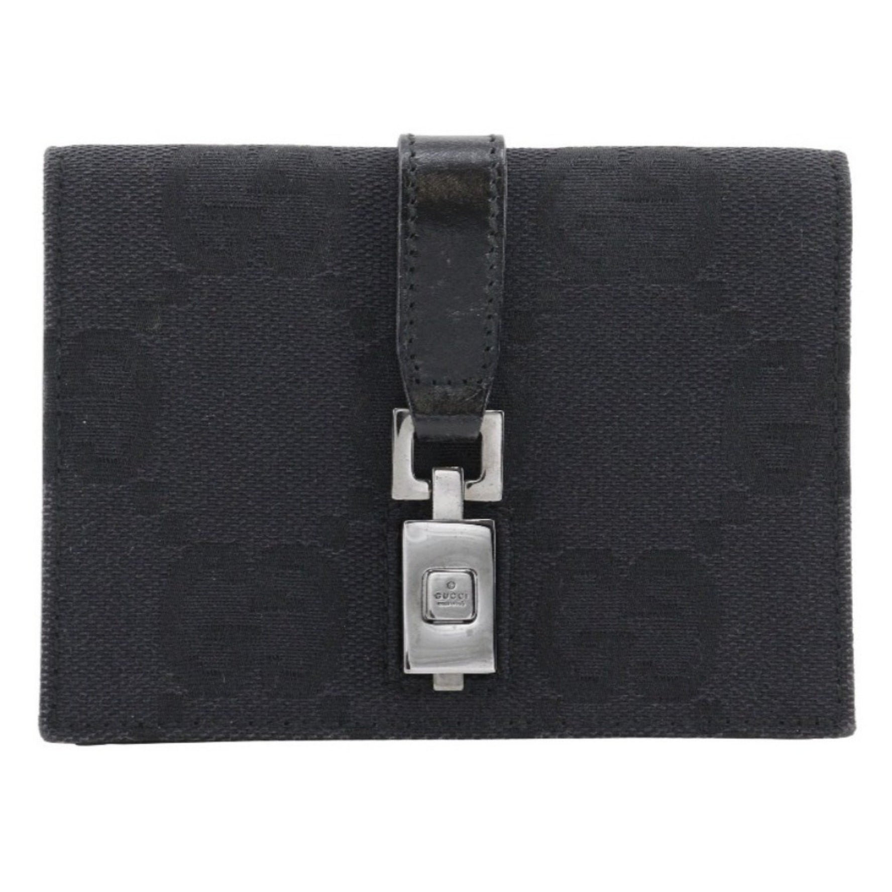 GUCCI Jackie Line Waist Bag Belt GG Canvas Black Flap