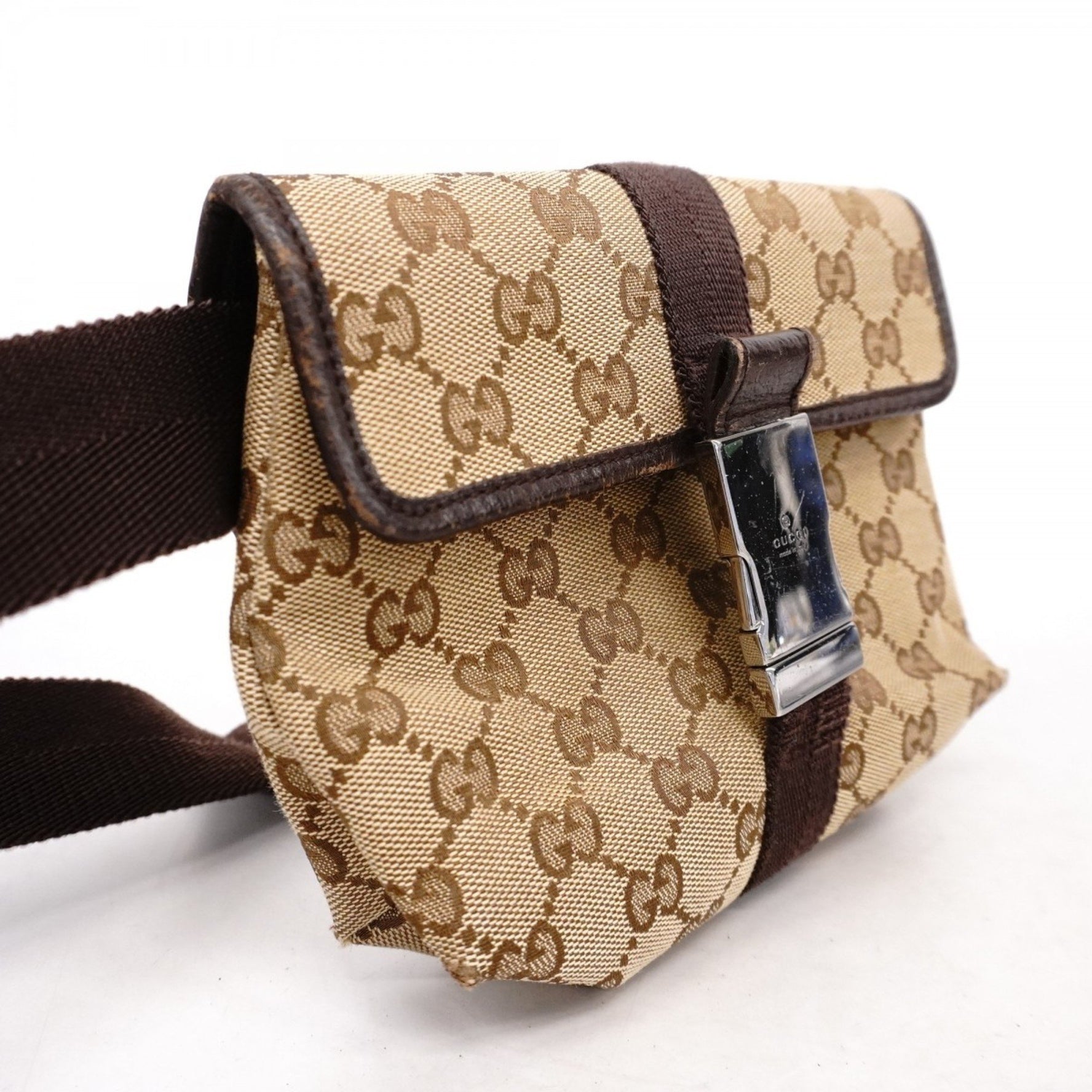 Gucci Waist Bag GG Canvas Beige Brown Men's Women's