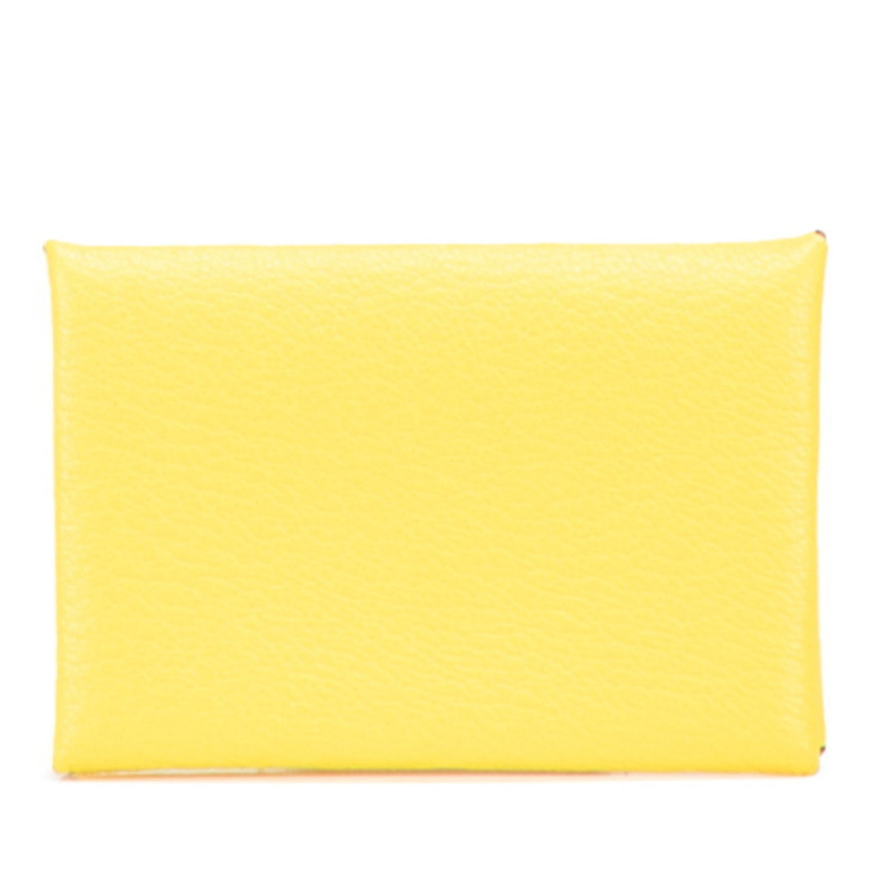 Hermes Hermès Calvi wallet/coin case in lime yellow chevre .