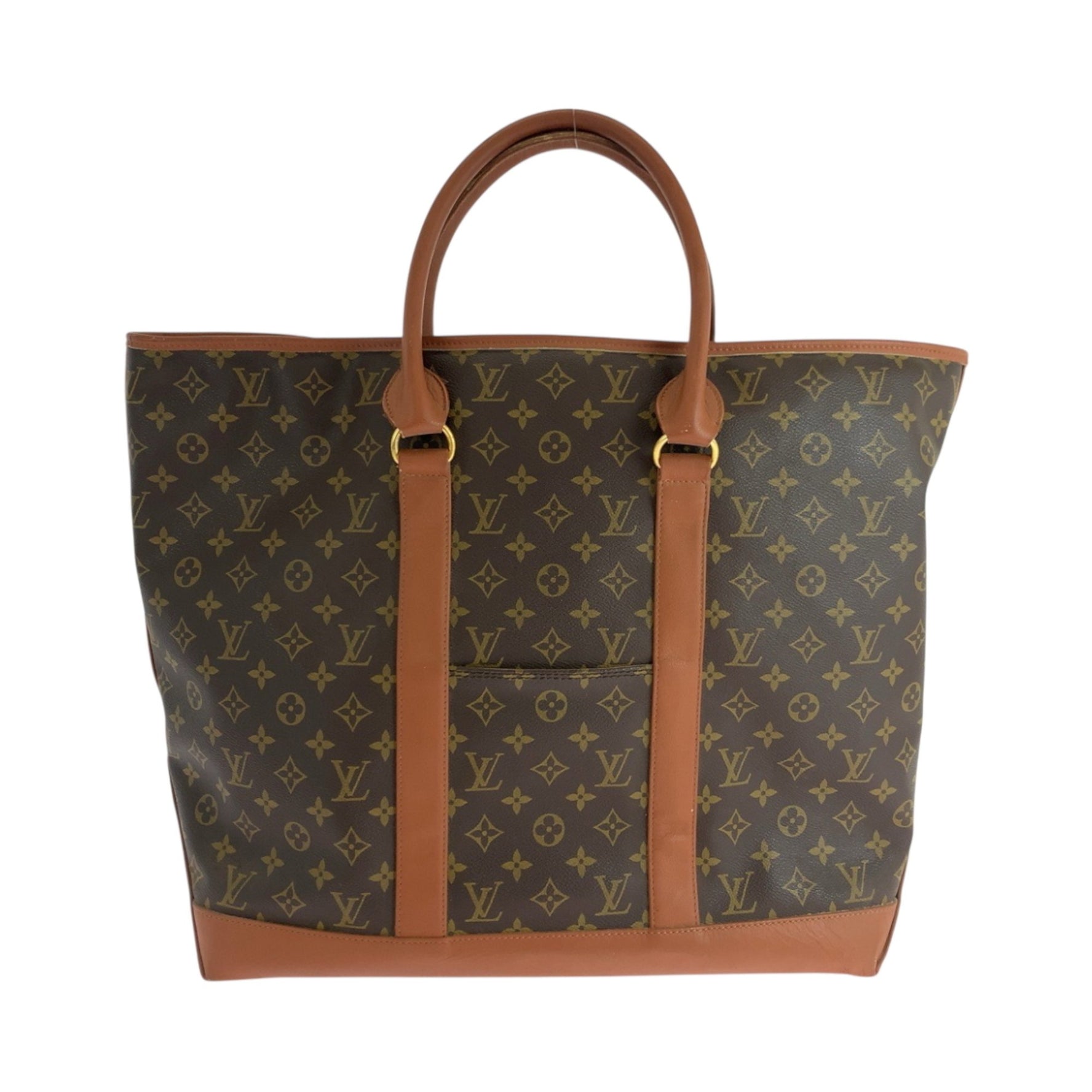 Louis Vuitton Monogram Sac Weekend GM Brown Gold Hardware Tote Bag Shoulder Men's