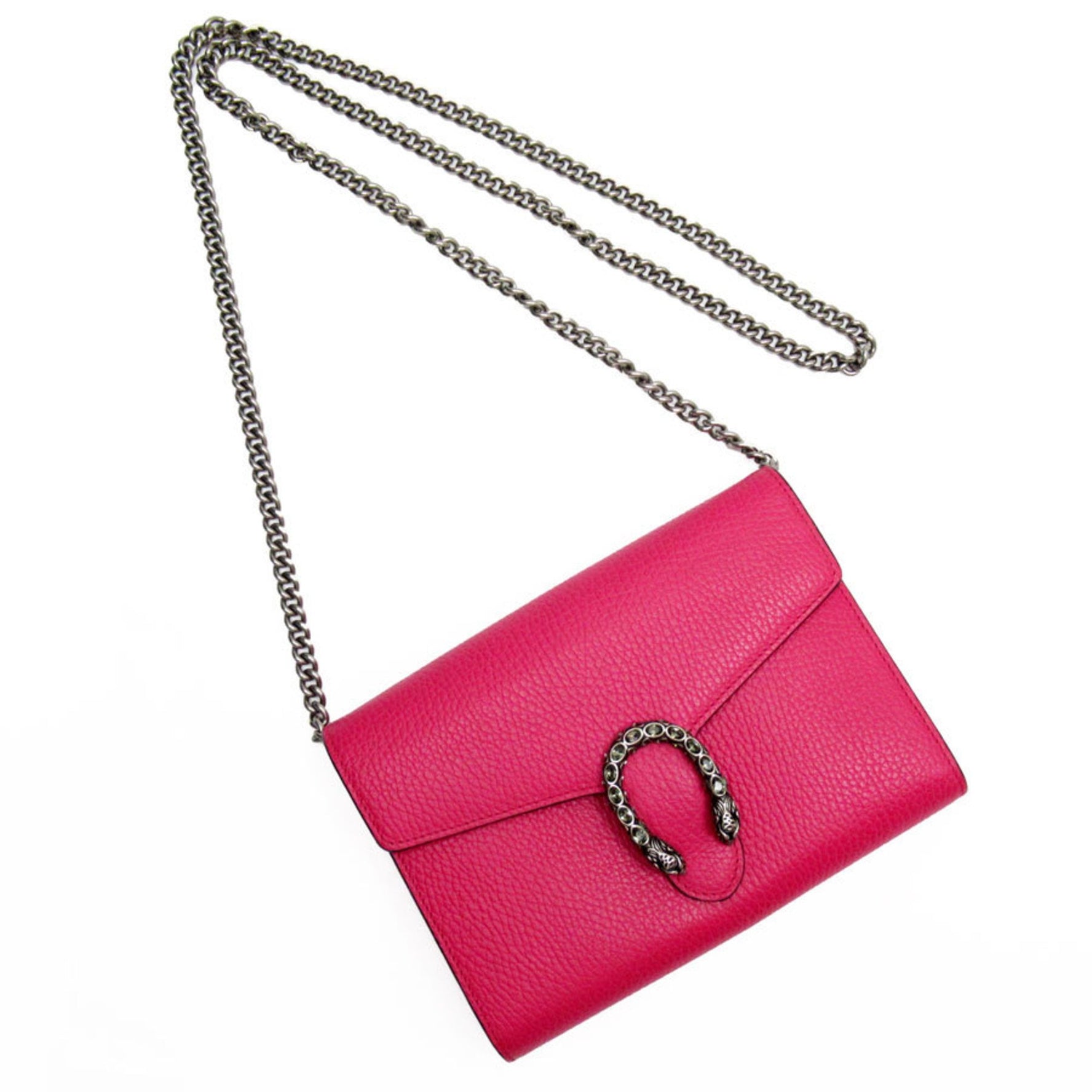 GUCCI Dionysus Leather Chain Wallet Pink Women's t19339a