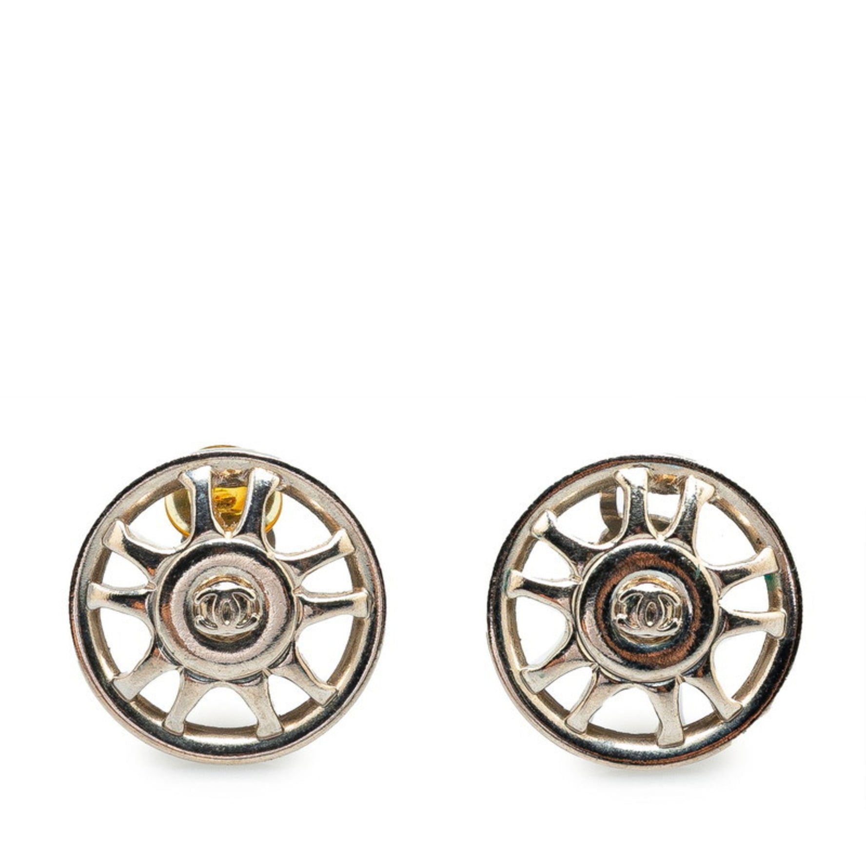 Chanel Coco Mark Earrings Silver Metal Women's CHANEL