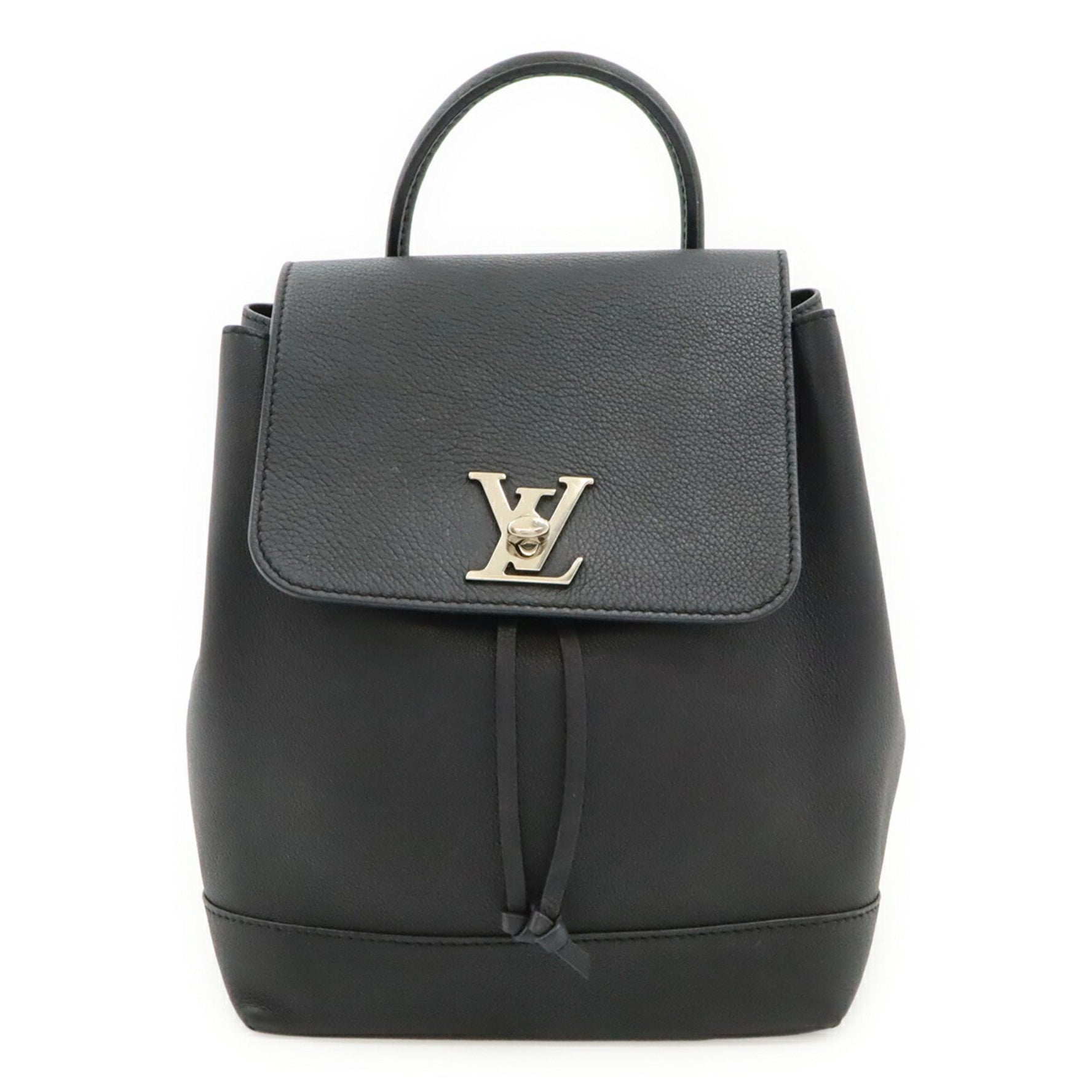 Louis Vuitton LockMe Backpack, Turnlock Calfskin Leather, Black