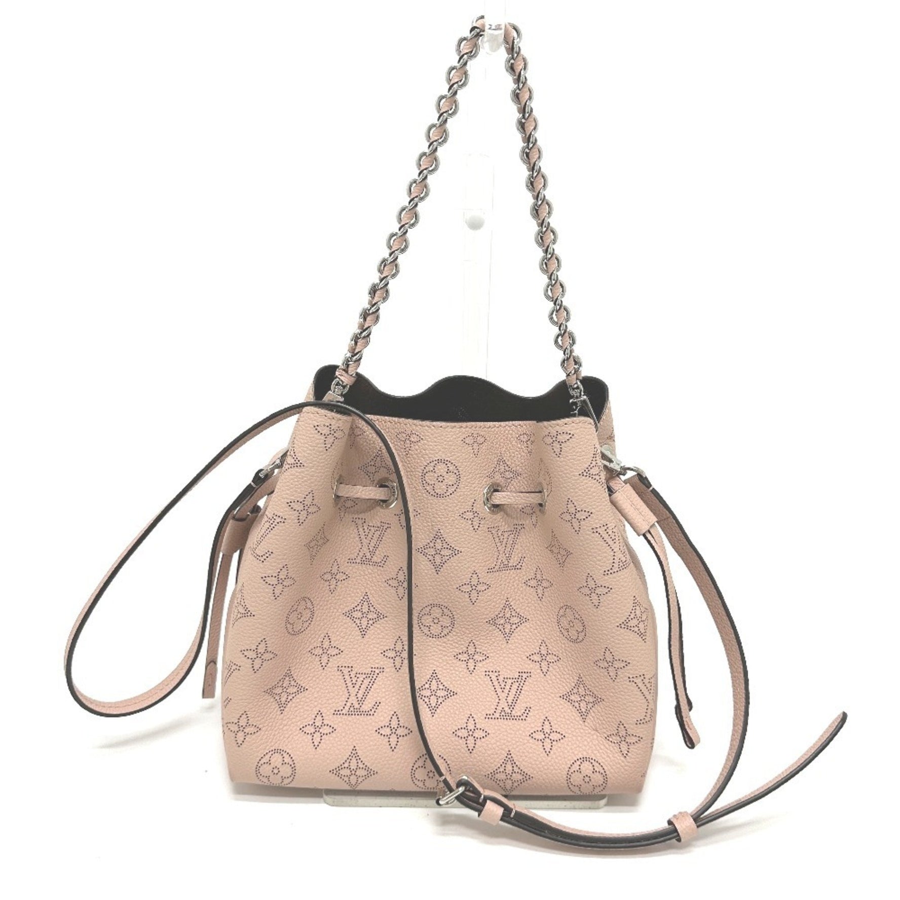 LOUIS VUITTON M57068 Monogram Mahina Bella 2-Way Bag, Drawstring, Chain Shoulder Leather, Women's, Magnolia Pink