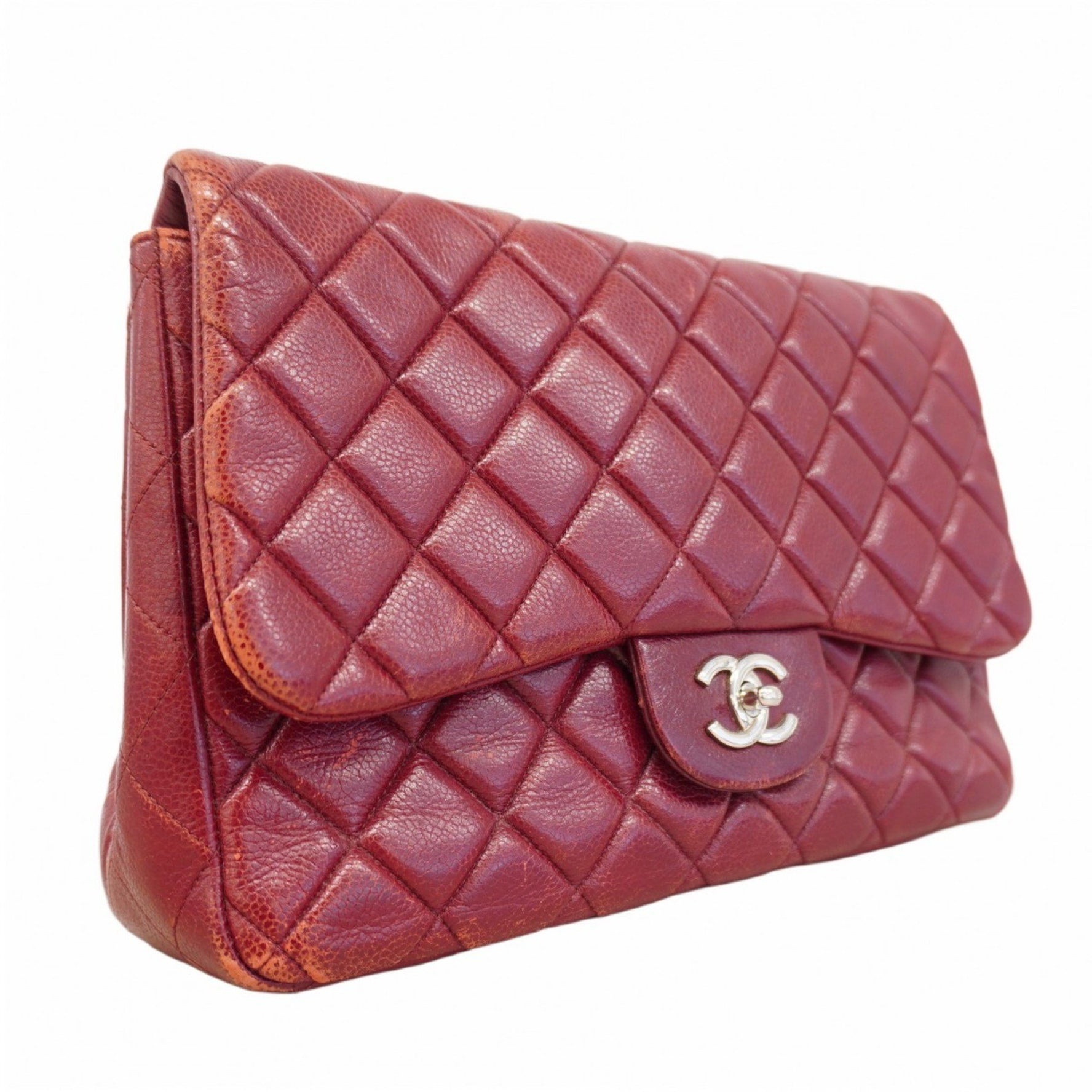 Chanel Shoulder Bag, Deca Matelasse, Chain Caviar Skin, Red
