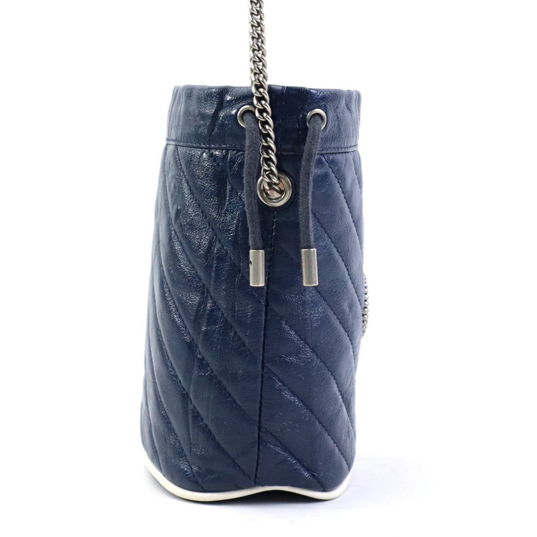 GUCCI Shoulder Bag GG Marmont Leather Navy Women's r10343a