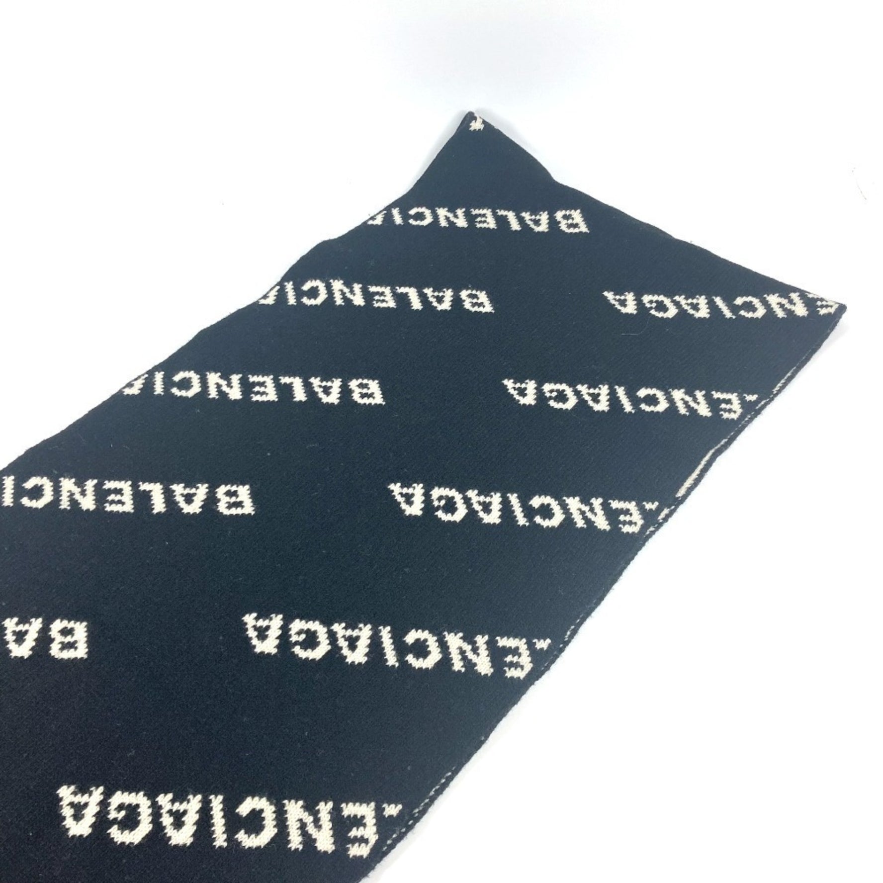 BALENCIAGA Logo Two-Tone Wool Scarf in Black for Men and Women